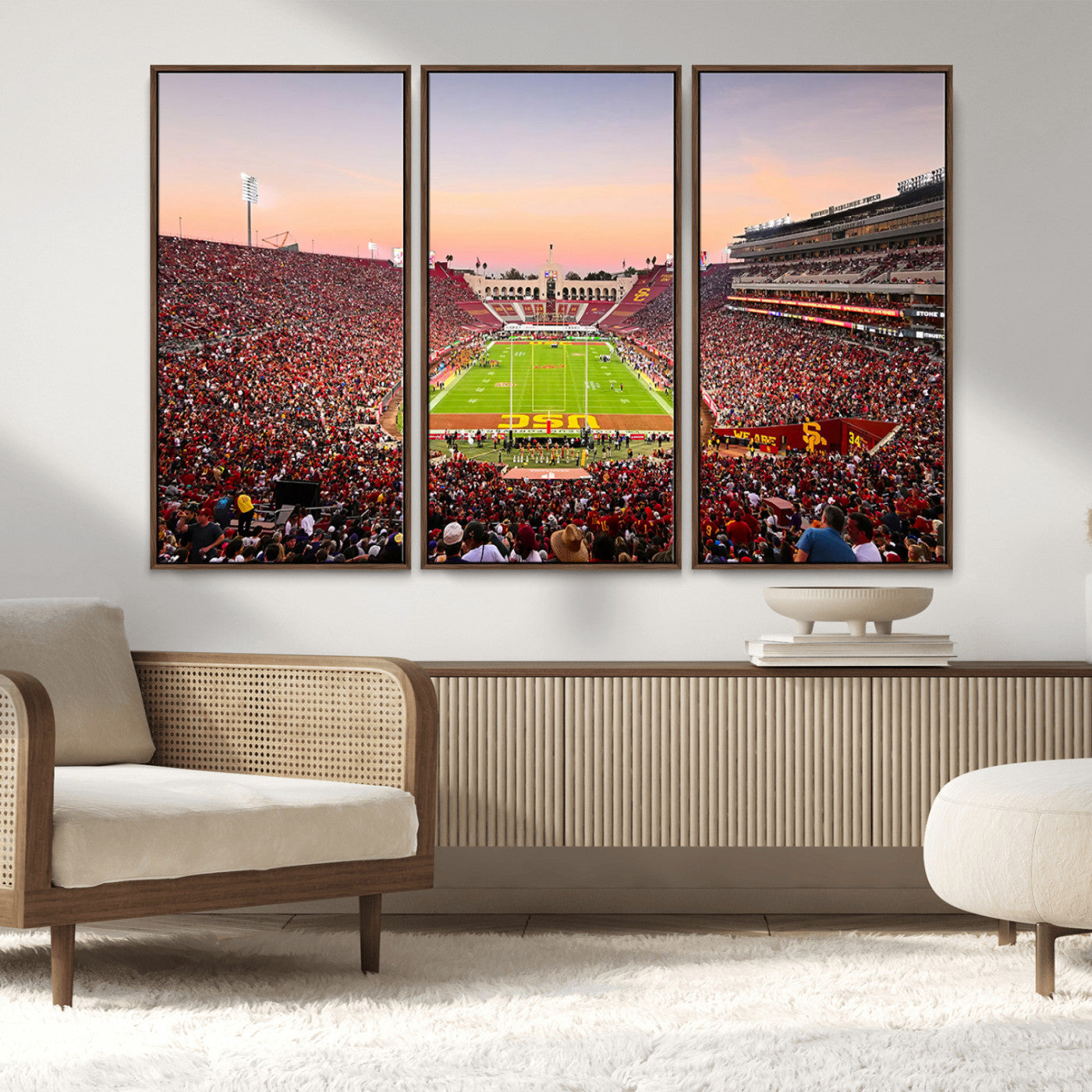 MGV-FC-48X32-3P - The University of Southern California USC Trojans Football Team Print - Los Angeles Memorial