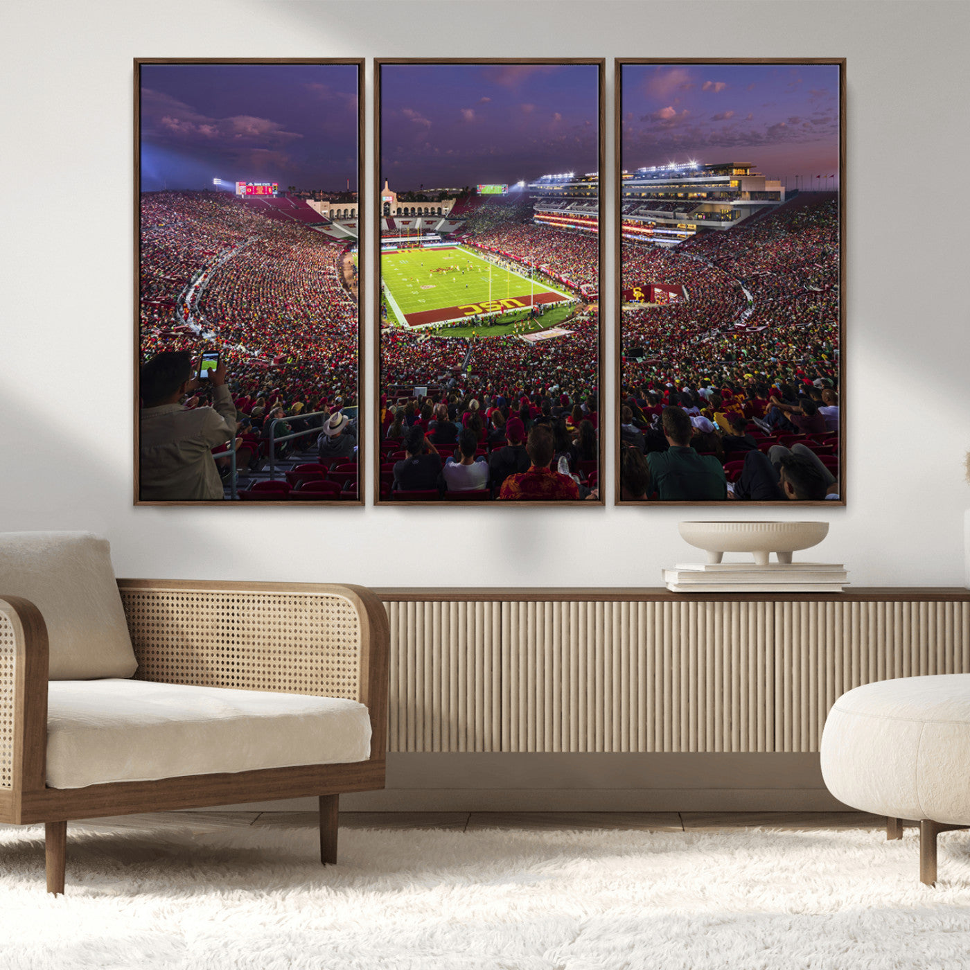 MGV-FC-48X32-3P - The University of Southern California USC Trojans Football Team Print - Los Angeles Memorial