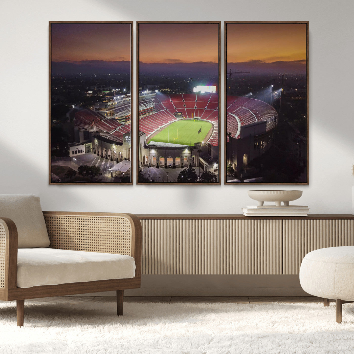 MGV-FC-48X32-3P - The University of Southern California USC Trojans Football Team Print - Los Angeles Memorial