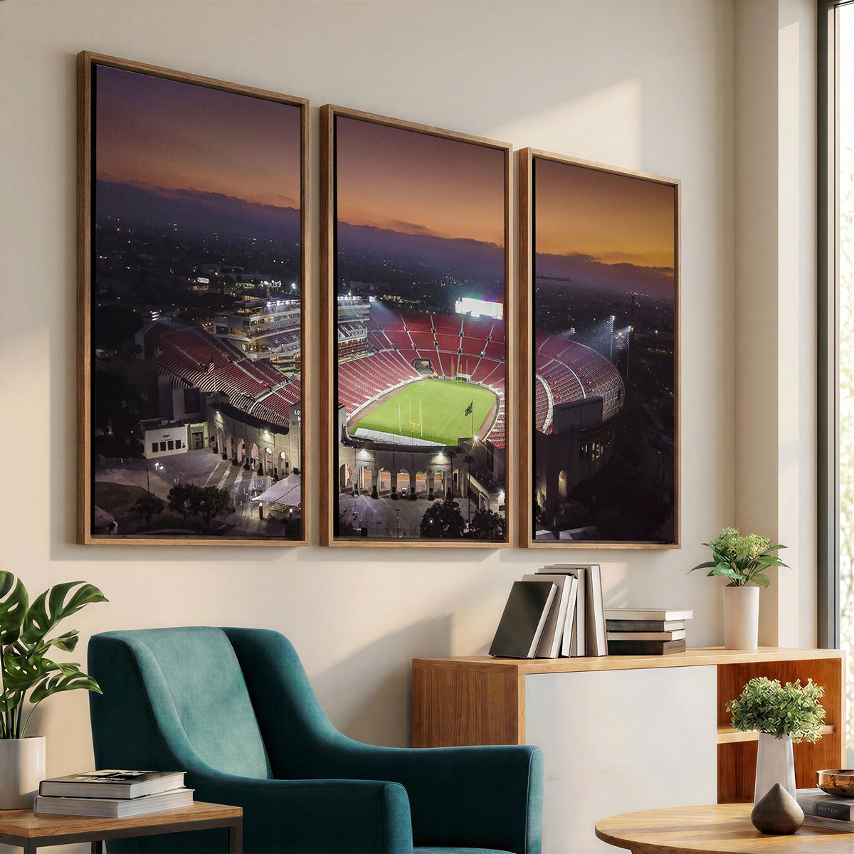 50666-MGV-CV-36X24 - The University of Southern California USC Trojans Football Team Print, Los Angeles Memorial Coliseum