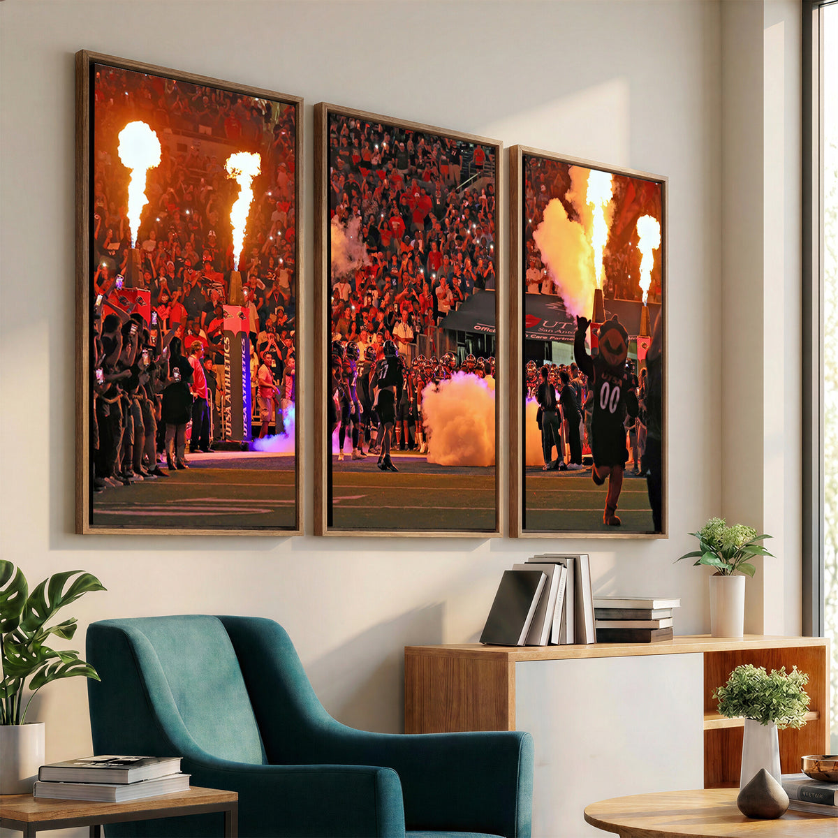98664-MGV-CV-36X24 - The University of Texas at San Antonio Roadrunners Football Team Print, Extra Large Game Room Wall Decor