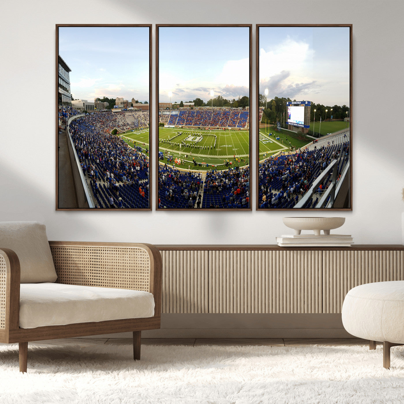 MGV-FC-48X32-3P - The Duke University Blue Devils Football Team Print - Durham Wallace Wade Stadium Wall Art Canvas