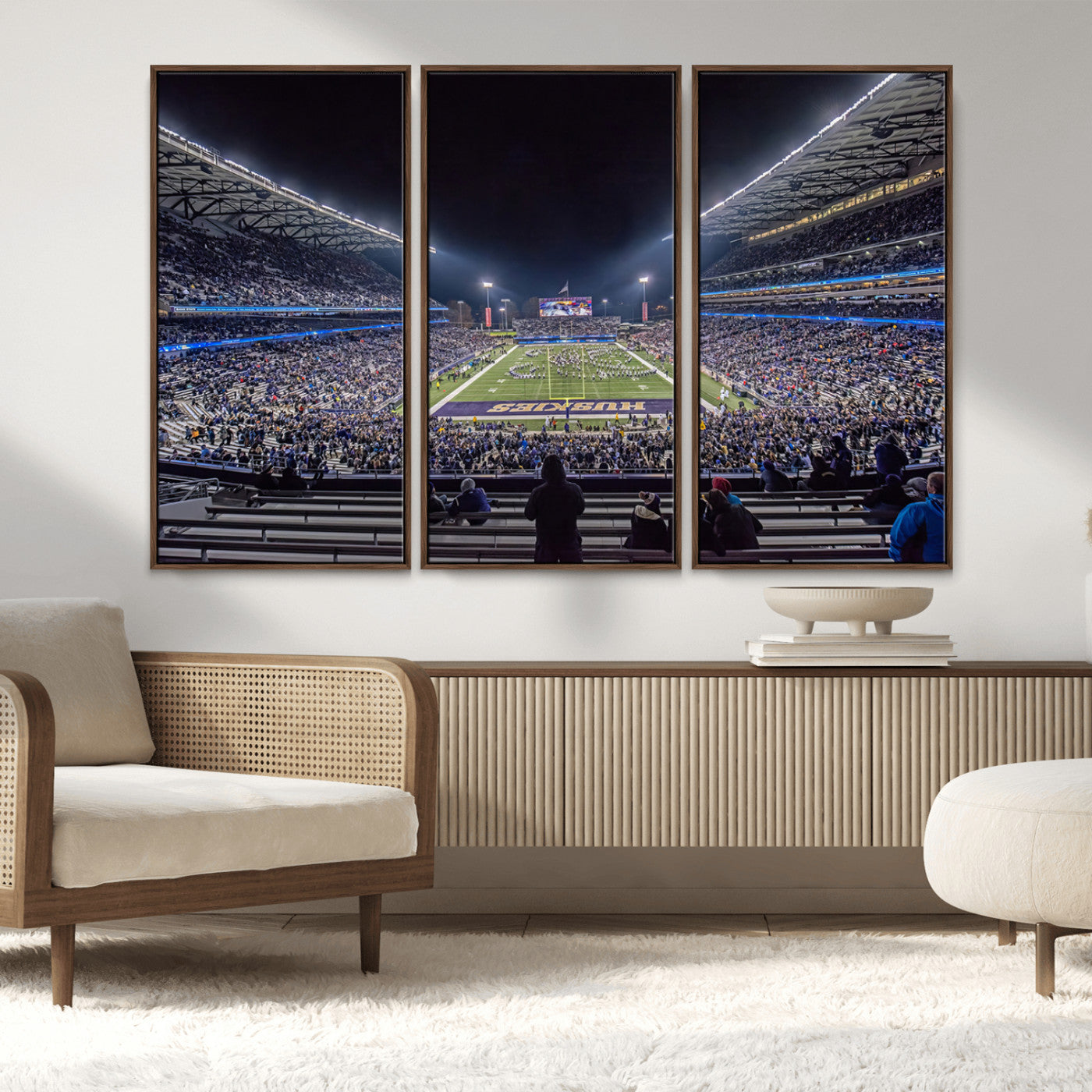 MGV-FC-48X32-3P - The University of Washington Huskies Football Team Print - Seattle Husky Stadium Wall Art Canvas