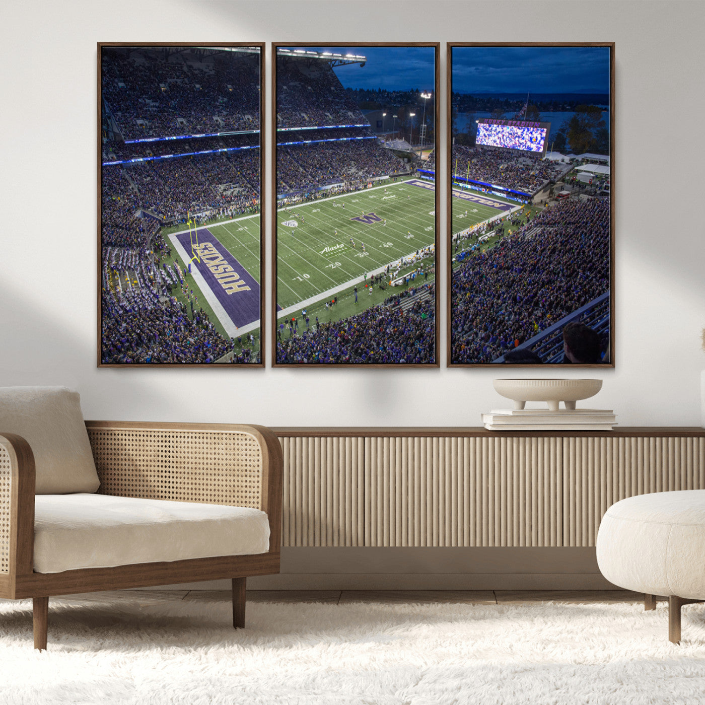 MGV-FC-48X32-3P - The University of Washington Huskies Football Team Print - Seattle Husky Stadium Wall Art Canvas
