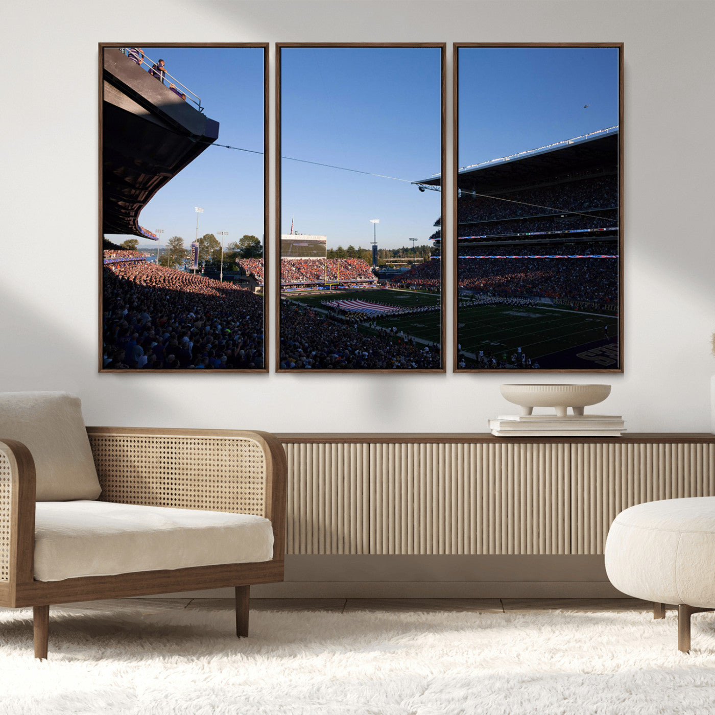 MGV-FC-48X32-3P - The University of Washington Huskies Football Team Print - Seattle Husky Stadium Wall Art Canvas