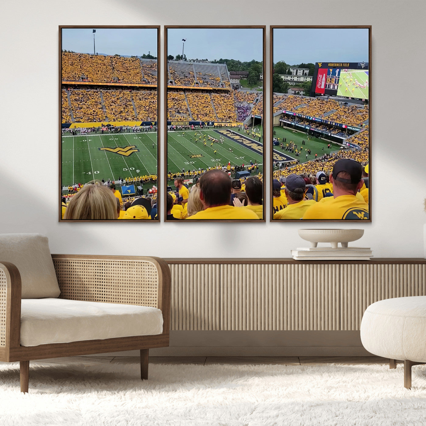MGV-FC-48X32-3P - Puskar Stadium Canvas Print Wall Art - Morgantown Print - West Virginia University Mountaineers