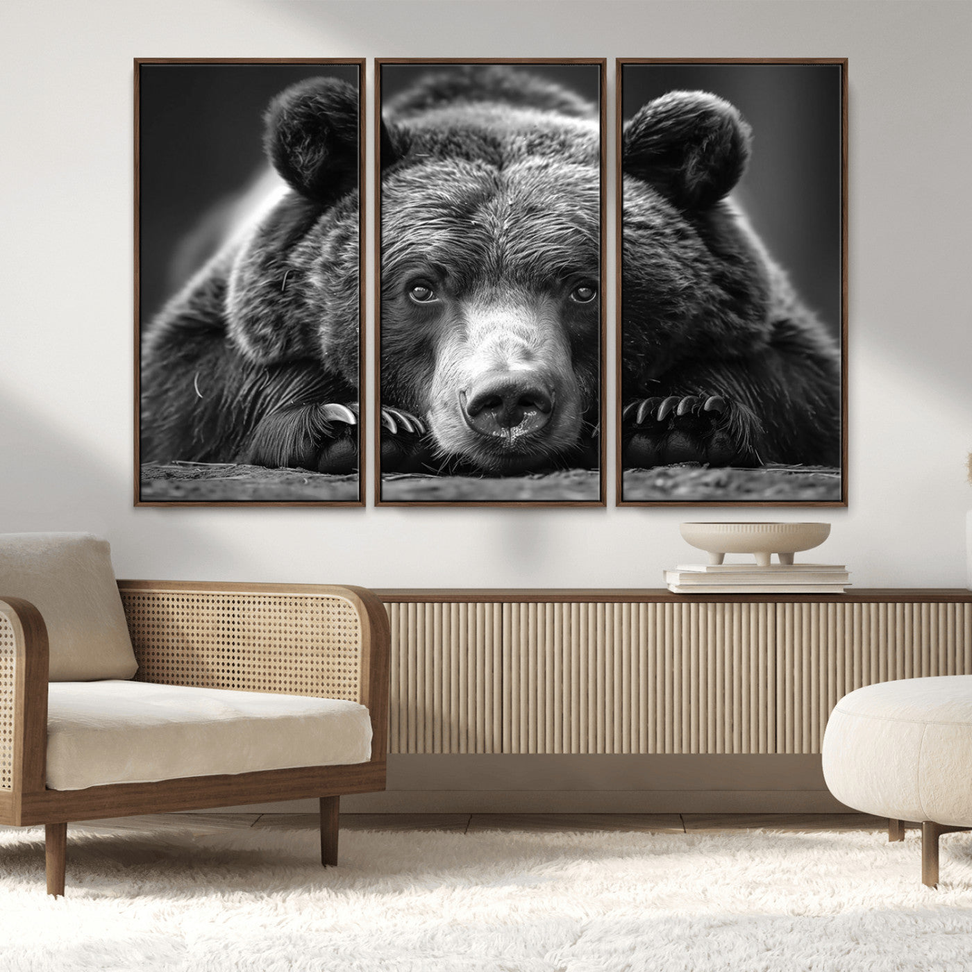 MGV-FC-48X32-3P - Resting Grizzly 399 Bear Canvas Print | Ready to Hang Wall Art | Rustic Cabin & Farmhouse Decor |