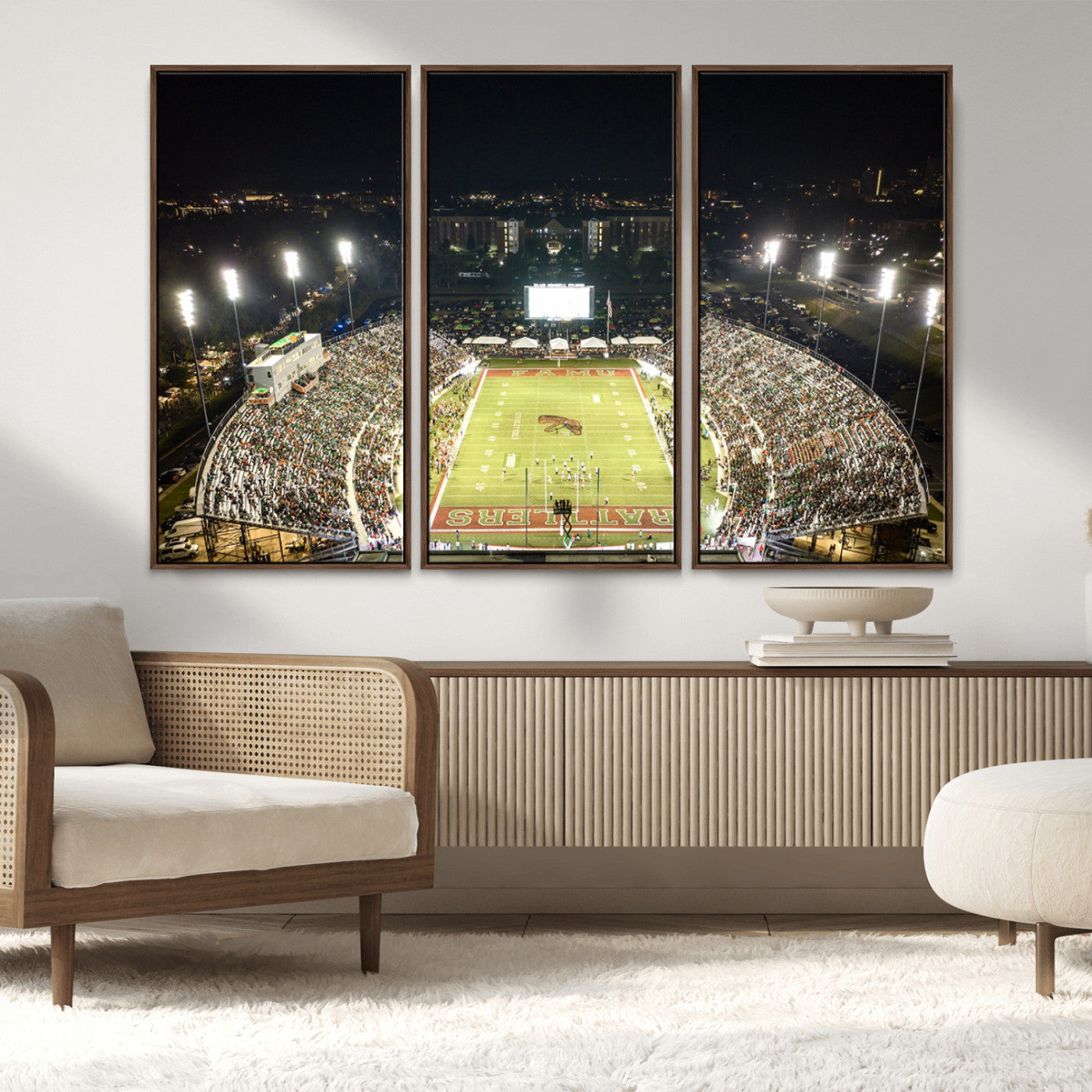 MGV-FC-48X32-3P - Florida A&M Rattlers Football Team Print - Tallahassee Bragg Memorial Stadium Wall Art Canvas Print