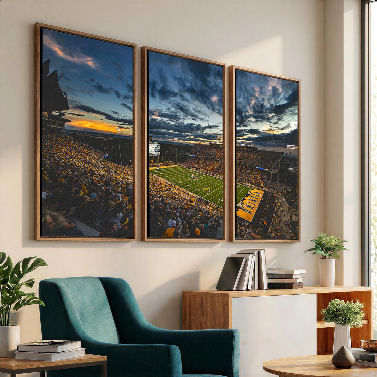 61020-MGV-CV-36X24 - University of Wyoming Cowboys Football Team Print, Laramie, Framed and Ready to Hang