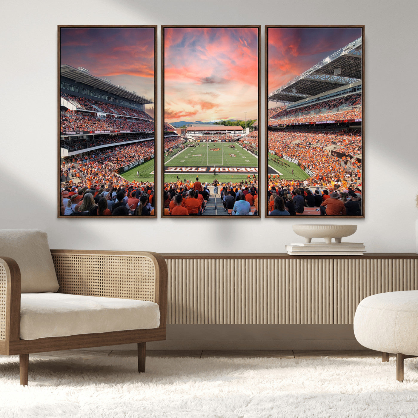 MGV-FC-48X32-3P - Oregon State Beavers Football Team Print - Corvallis Reser Stadium Wall Art Canvas Print