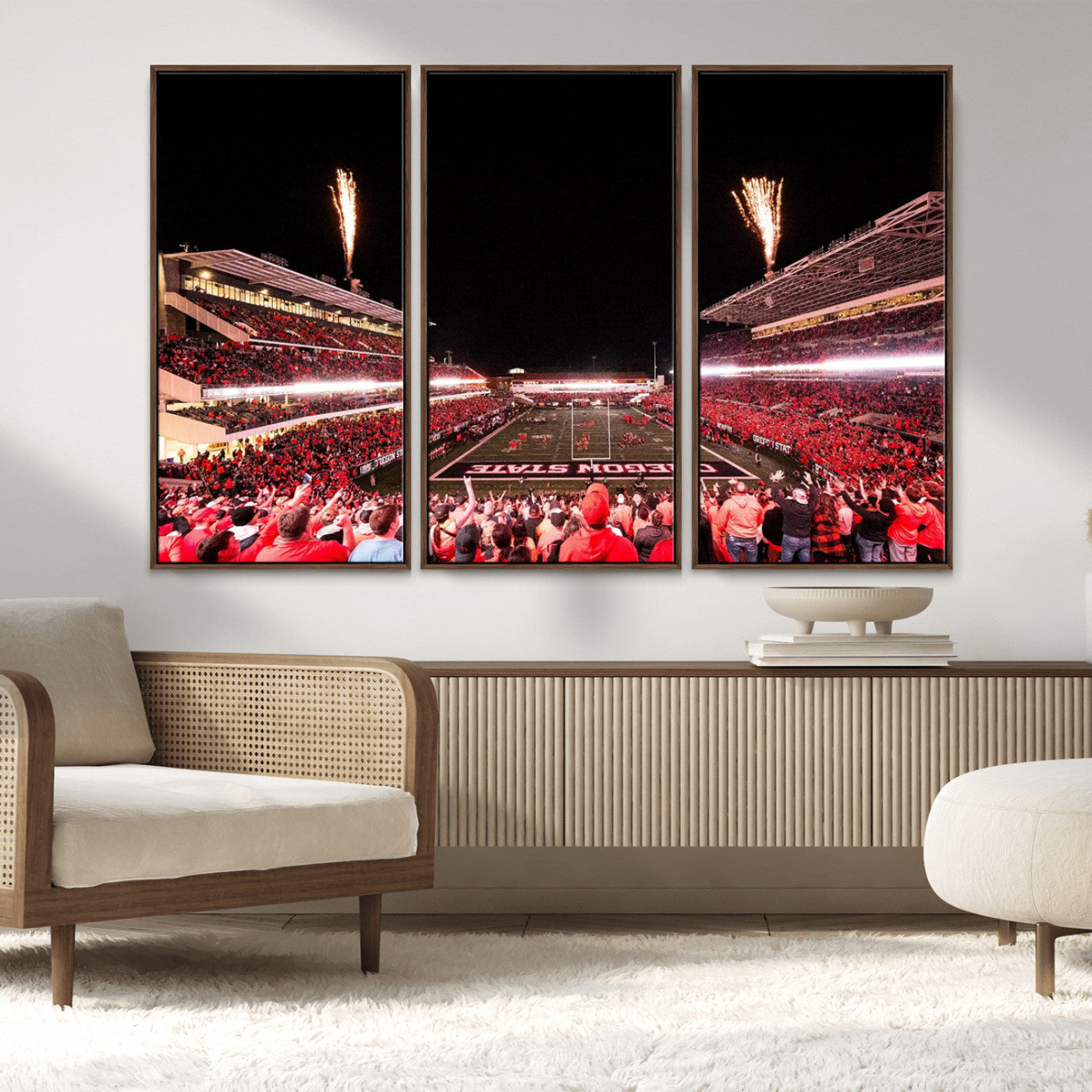 MGV-FC-48X32-3P - Oregon State Beavers Football Team Print - Corvallis Reser Stadium Wall Art Canvas Print