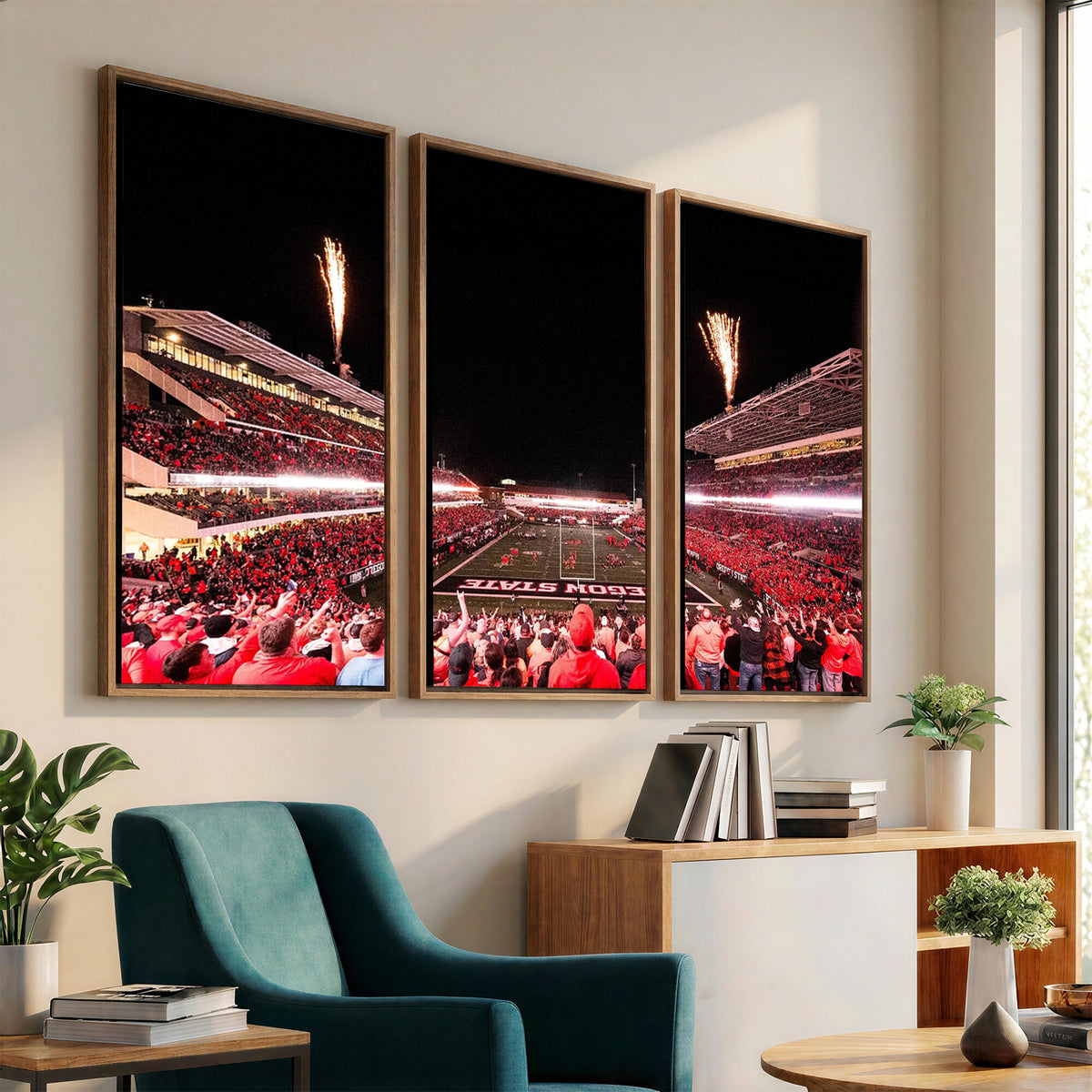 52633-MGV-CV-36X24 - Oregon State Beavers Football Team Print, Corvallis Reser, Framed and Ready to Hang