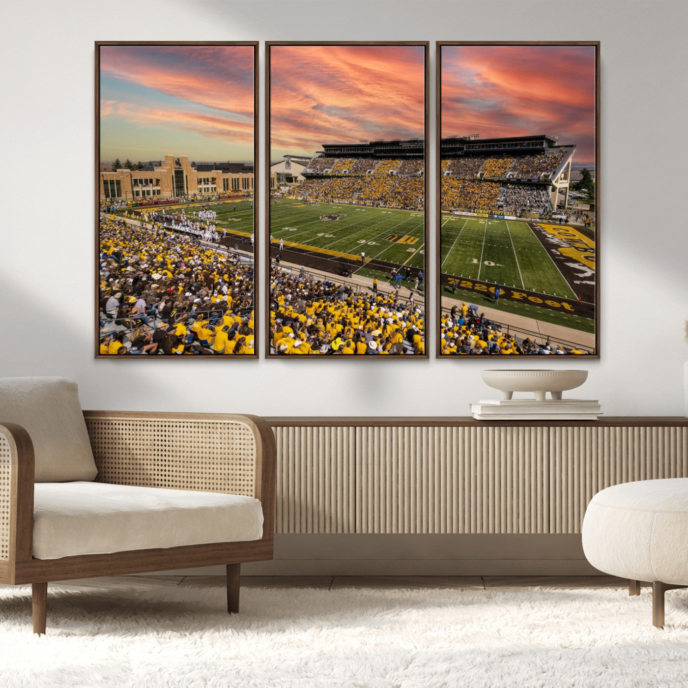 MGV-FC-48X32-3P - University of Wyoming Cowboys Football Team Print - Laramie Jonah Field War Memorial Stadium Wall