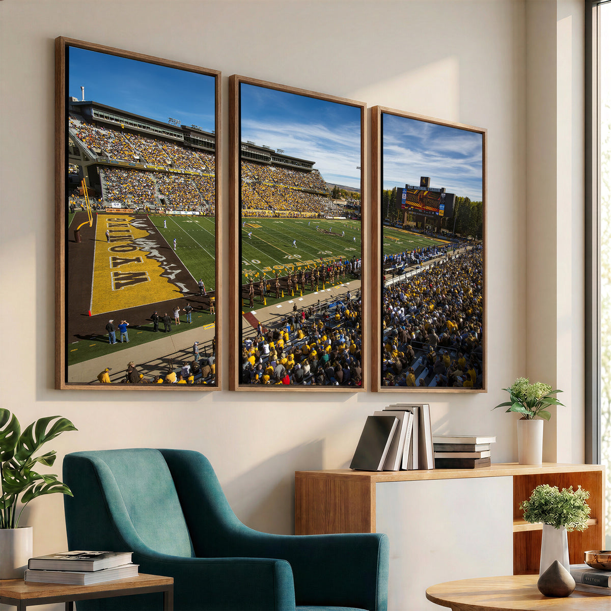 89846-MGV-CV-36X24 - University of Wyoming Cowboys Football Team Print, Laramie, Man Cave Wall Decor