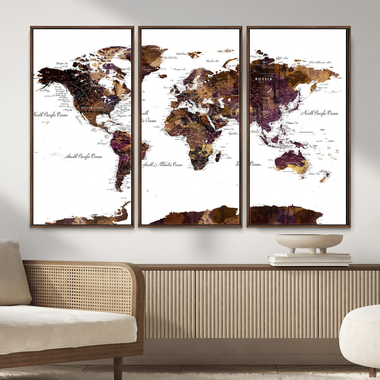 50611-MGV-CV-36X24 - Push Pin World Map Canvas Print – Framed Wall Art for Couples to Track Their Travels – Anniversary