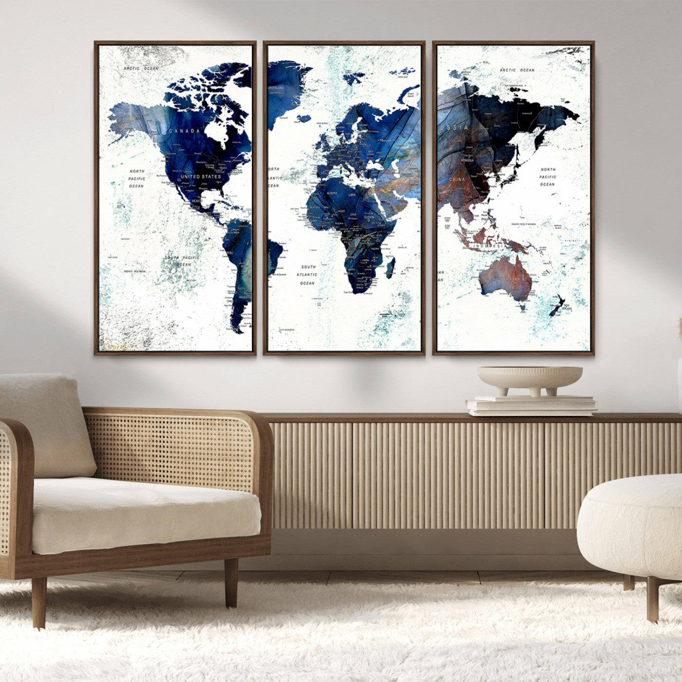 MGV-FC-48X32-3P - Push Pin World Map Canvas Print – Framed Wall Art for Couples to Track Their Travels – Anniversary