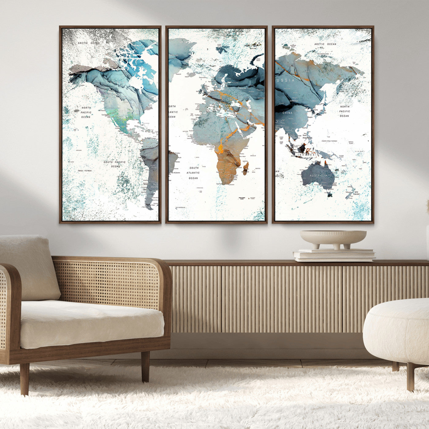 MGV-FC-48X32-3P - Push Pin World Map Canvas Print – Framed Wall Art for Couples to Track Their Travels – Anniversary