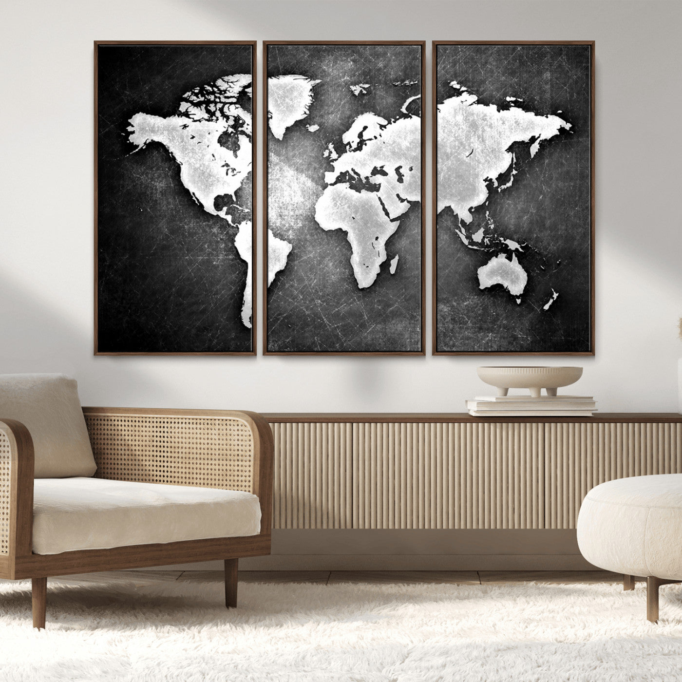 MGV-FC-48X32-3P - World Map Wall Art Canvas Print – Framed Wall Art for Anniversary Gift or Home Adventure Decor