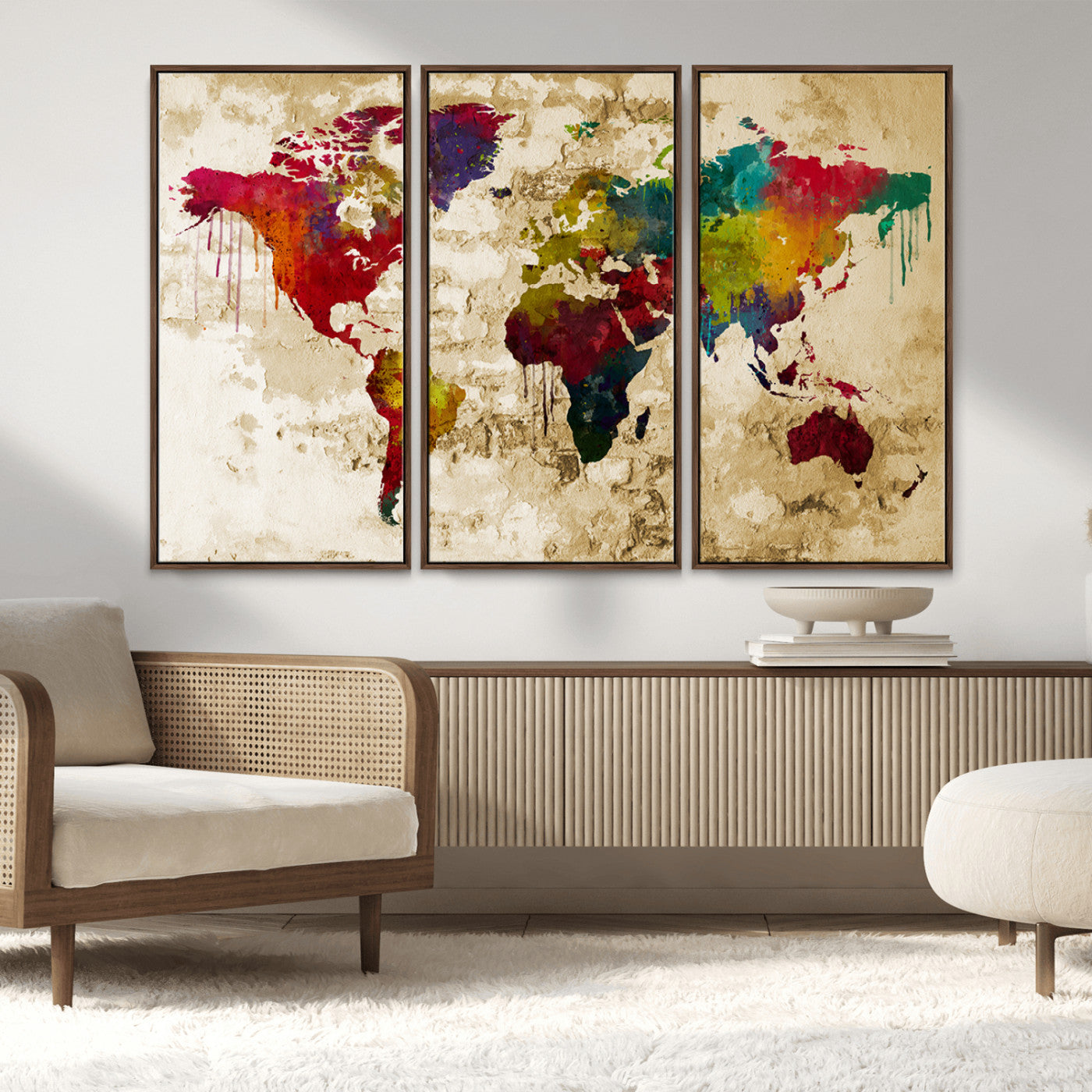 MGV-FC-48X32-3P - Push Pin World Map Canvas Print – Framed Wall Art for Couples to Track Their Travels – Anniversary