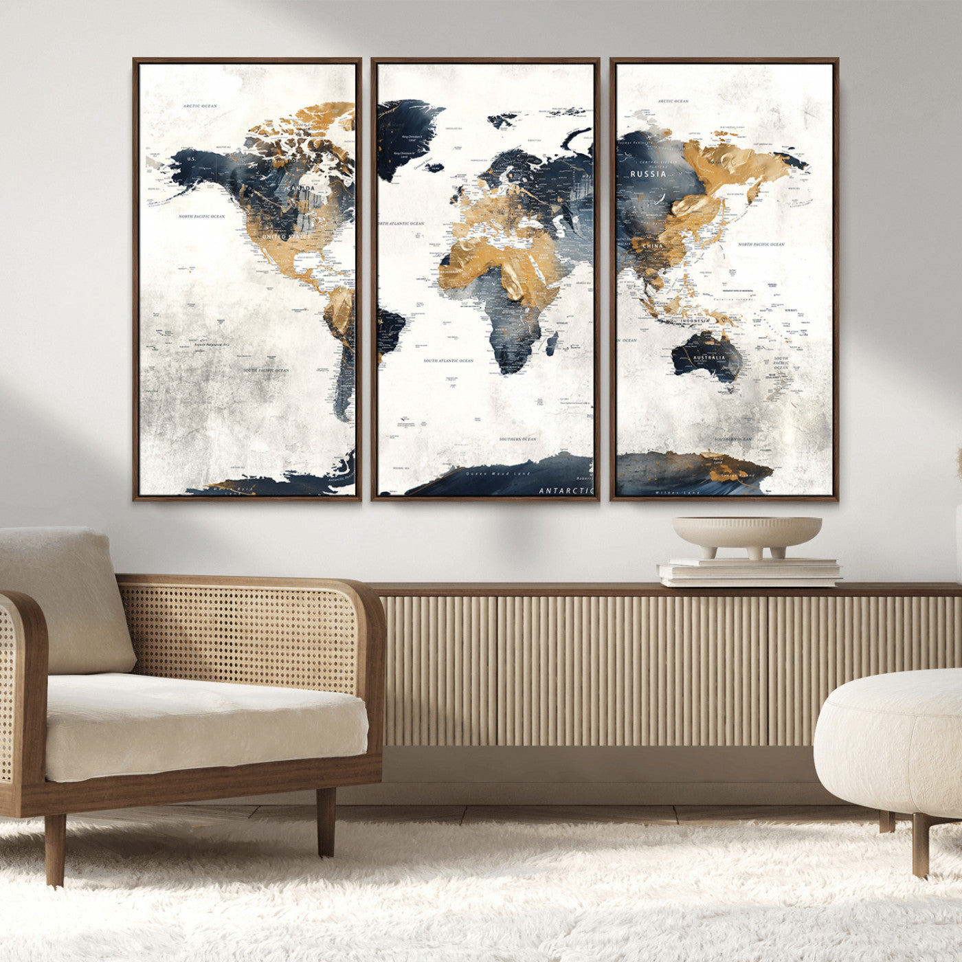 MGV-FC-48X32-3P - Push Pin World Map Canvas Print – Framed Wall Art for Couples to Track Their Travels – Anniversary