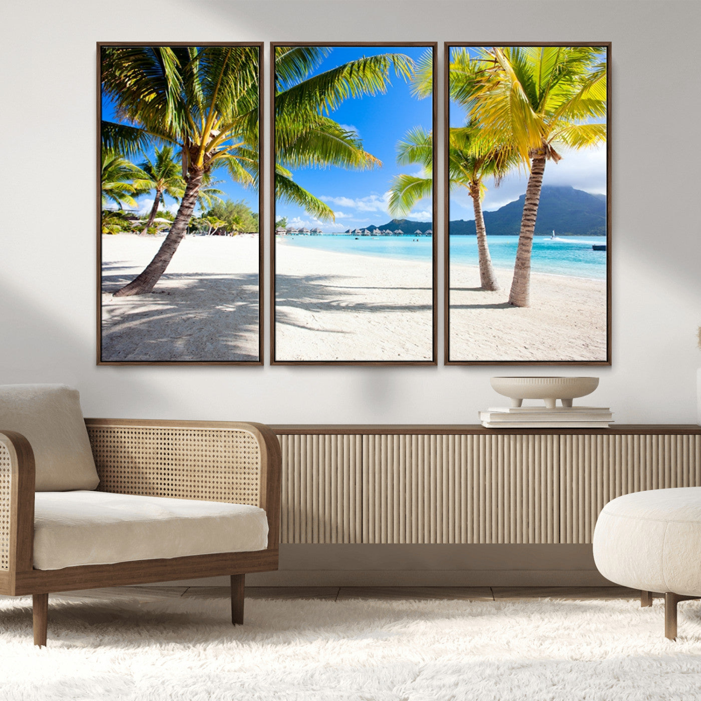 MGV-FC-48X32-3P - Blue Beach and Sea Wall Art Canvas Print