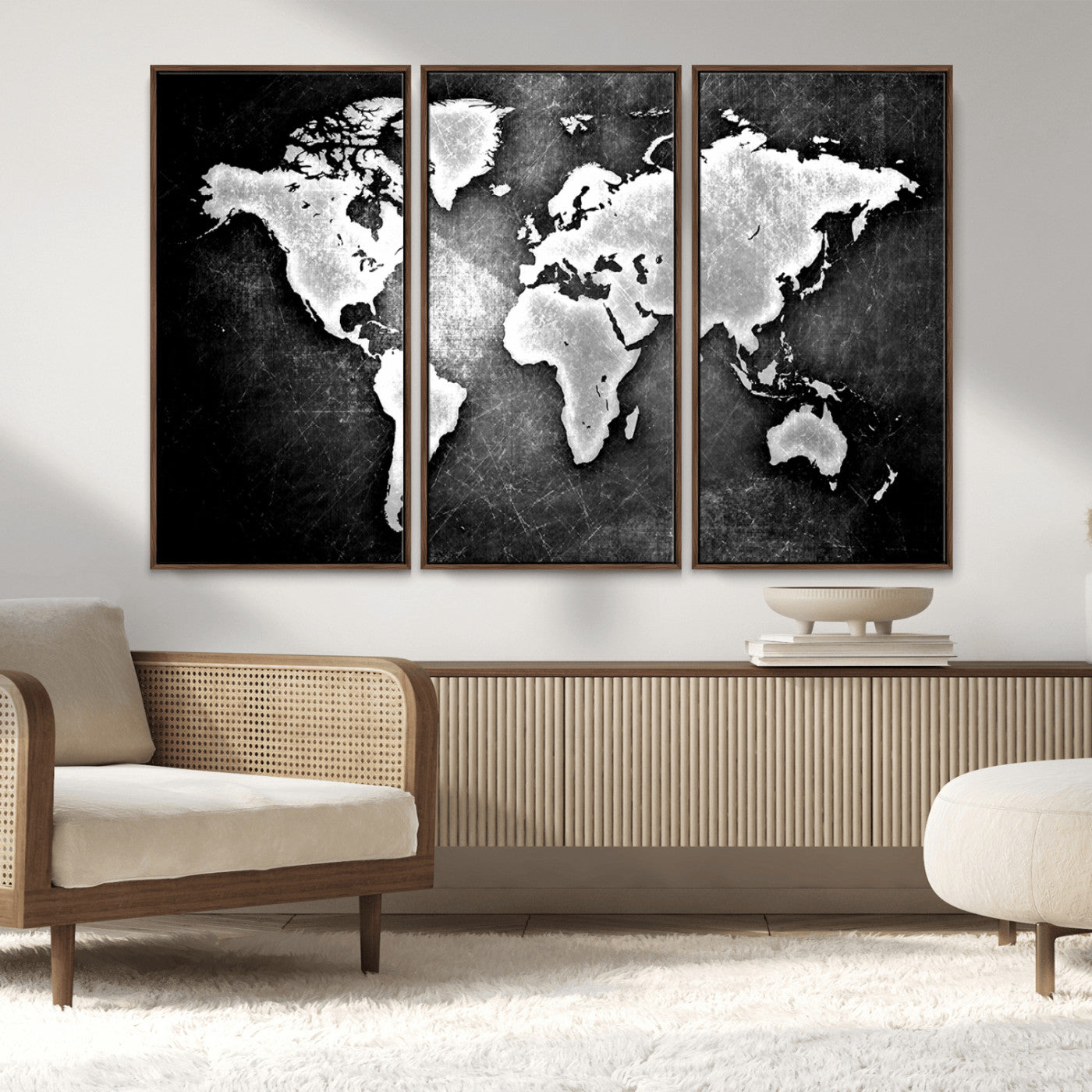 MGV-FC-48X32-3P - World Map Wall Art Canvas Print – Framed Wall Art for Anniversary Gift or Home Adventure Decor