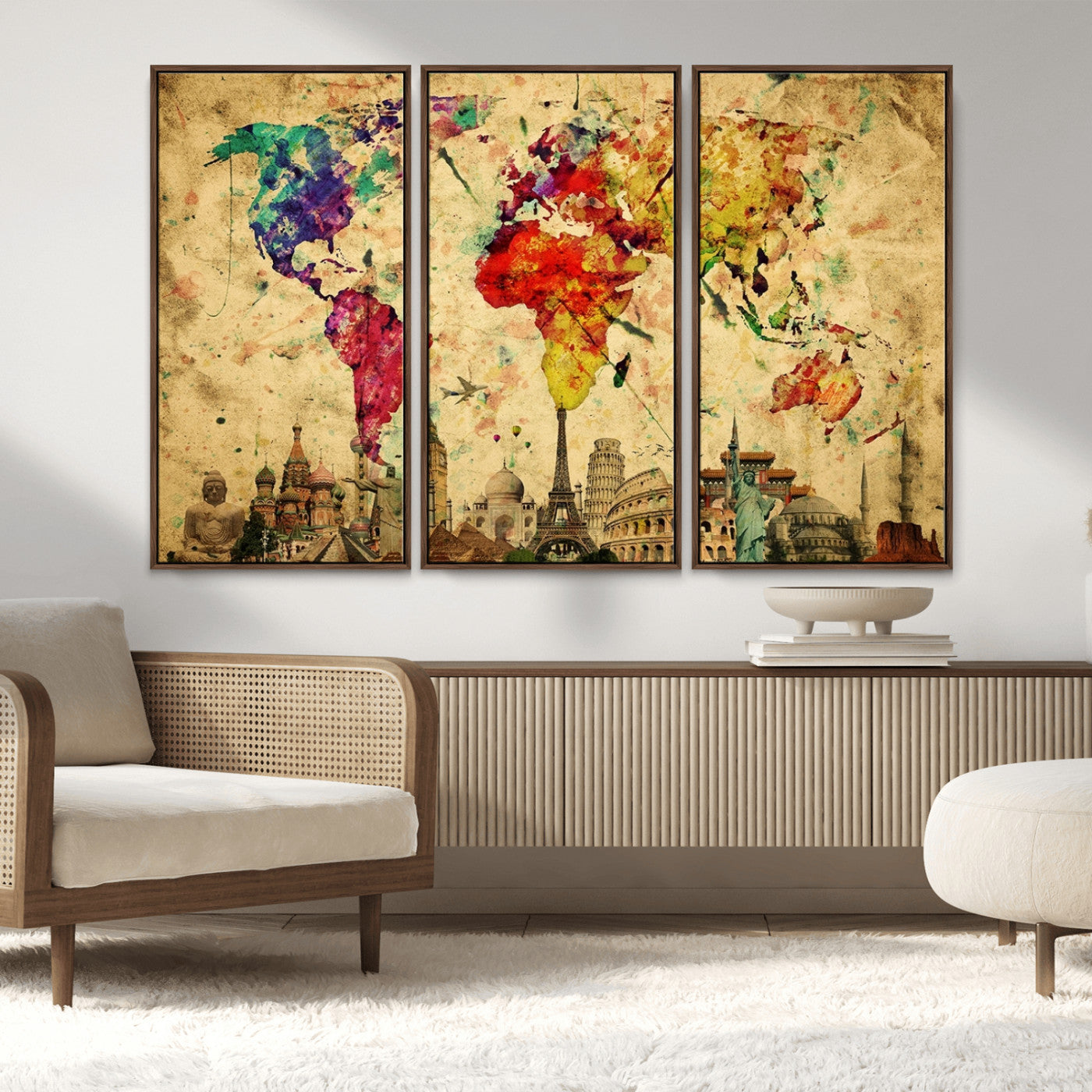 MGV-FC-48X32-3P - Colorful World Map Wall Art World Map Canvas Print