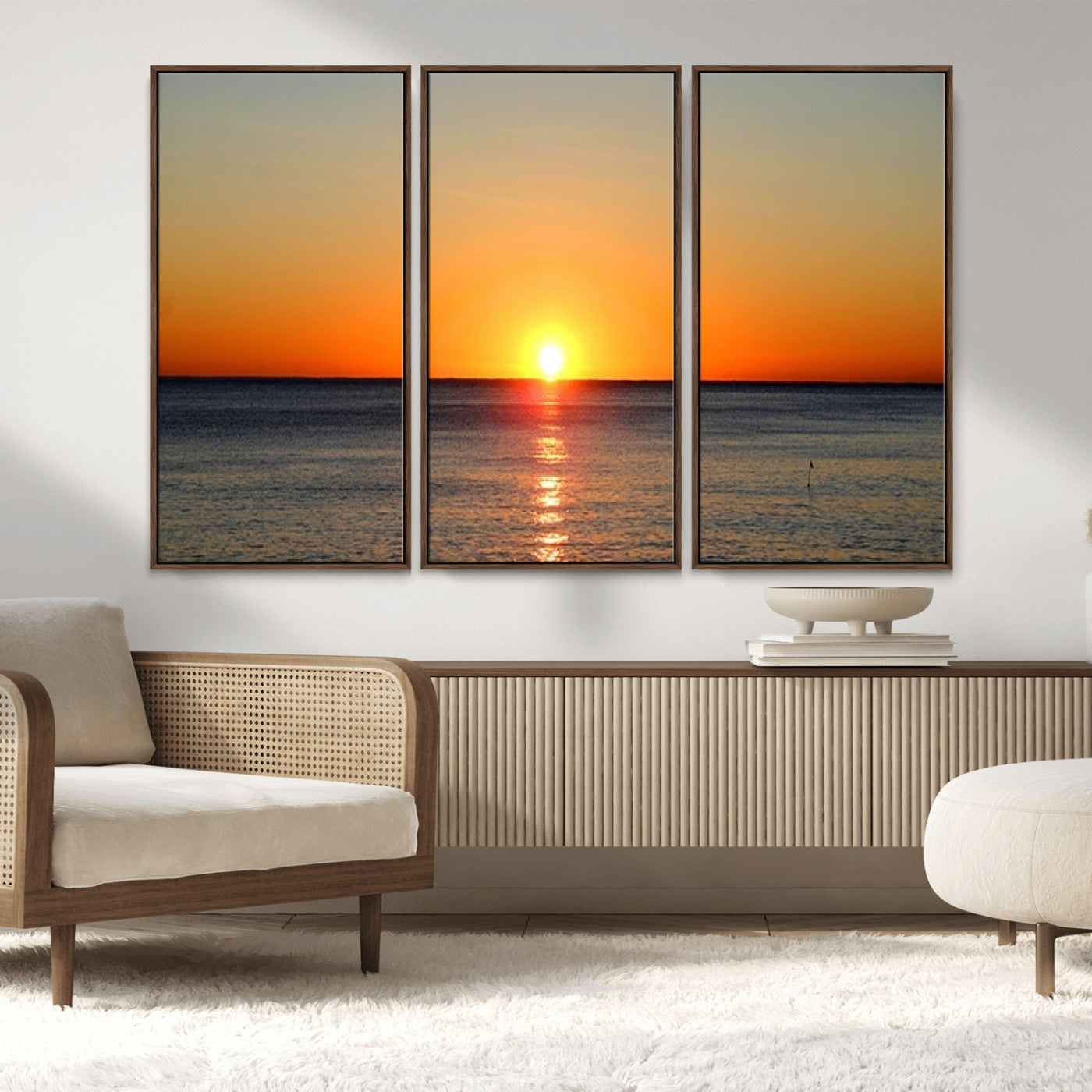 54676-MGV-CV-36X24-Golden Horizon Sunset Over Ocean Wall Art Canvas Print – Tropical Beach Canvas Wall Art – Giclee