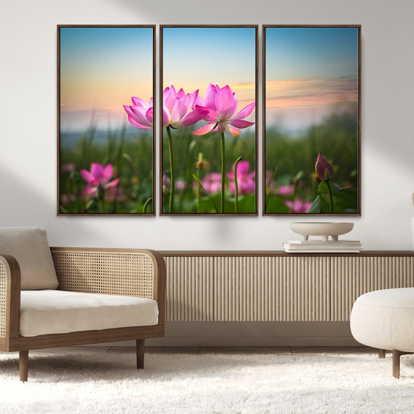 MGV-FC-48X32-3P - Pink Flower on the Mountain Canvas Print, Framed Pink Flower Canvas Wall Art