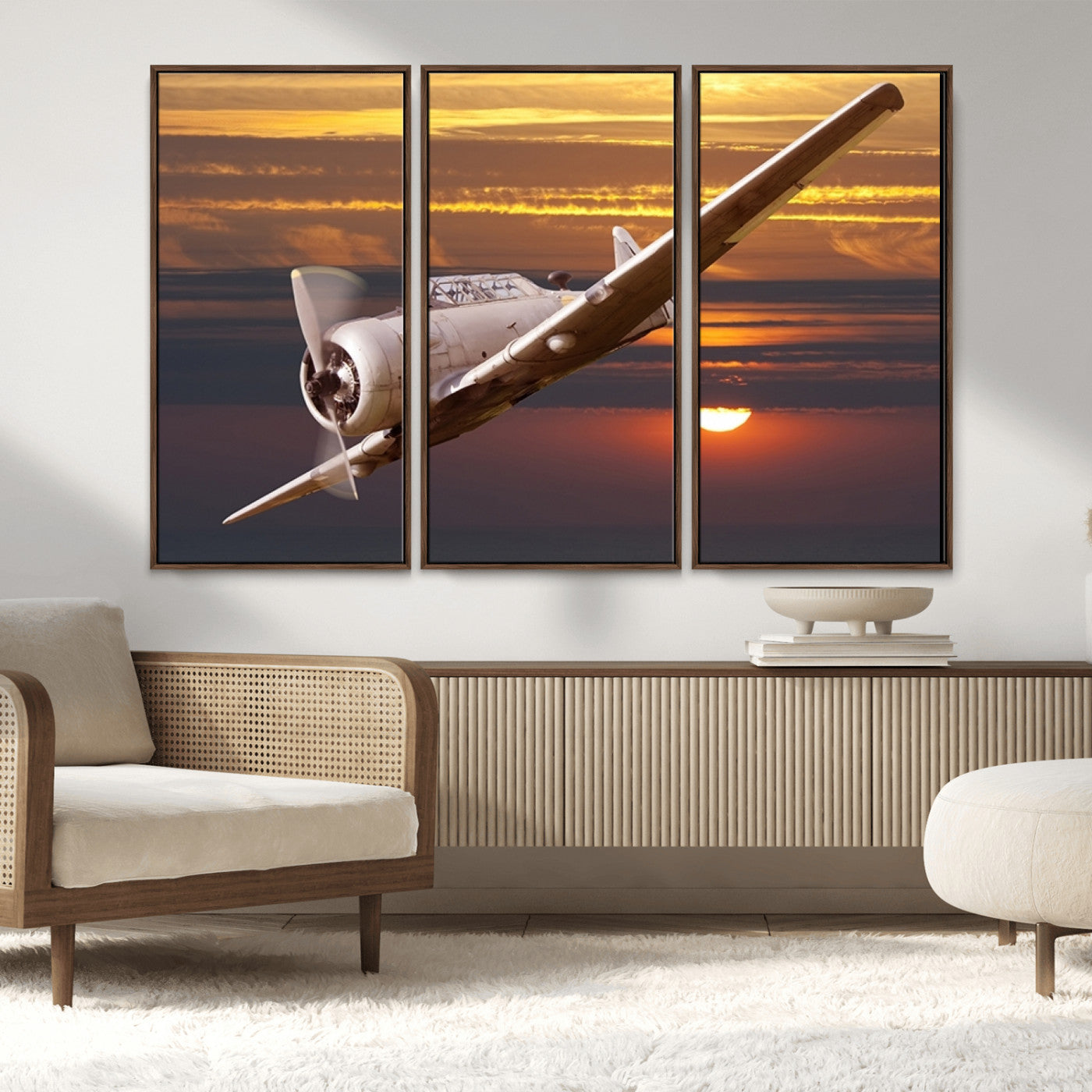MGV-FC-48X32-3P - Old War Plane Wall Art Canvas Print