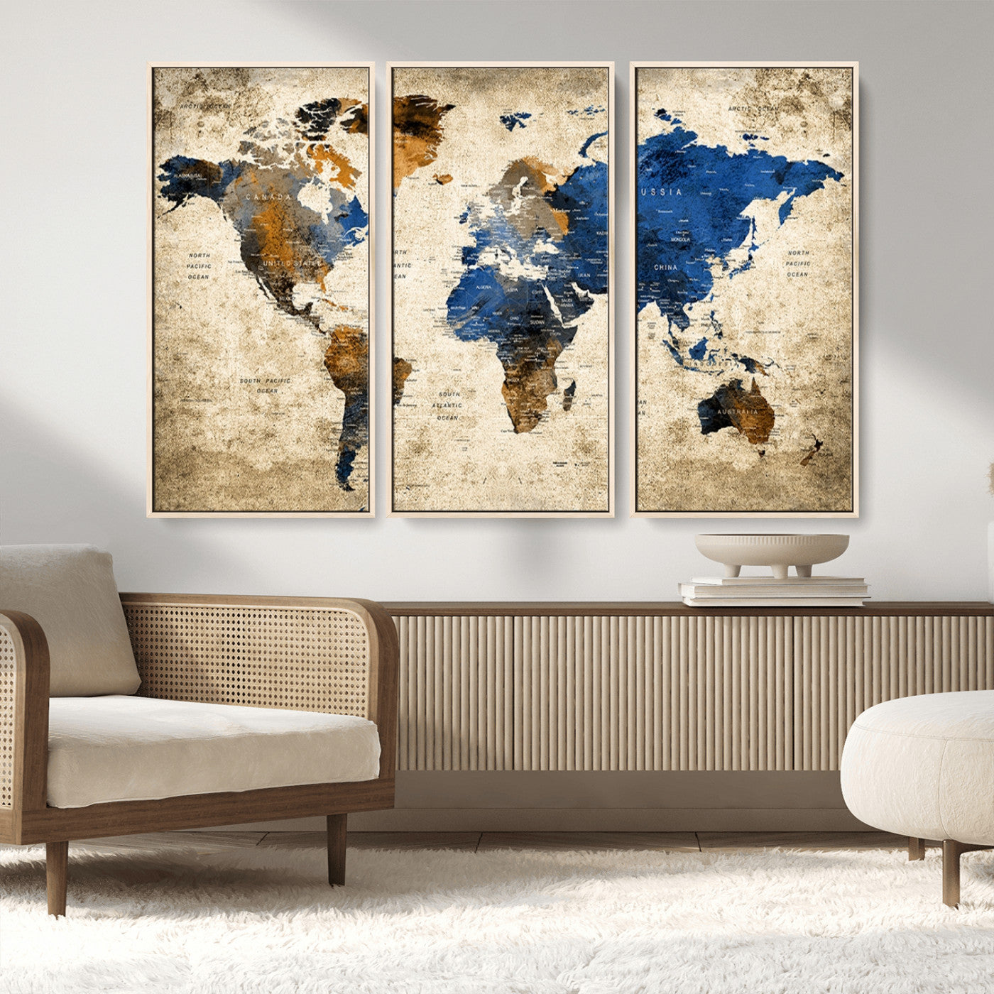 MGV-FC-48X32-3P - Push Pin World Map Canvas Print – Framed Wall Art for Couples to Track Their Travels – Anniversary