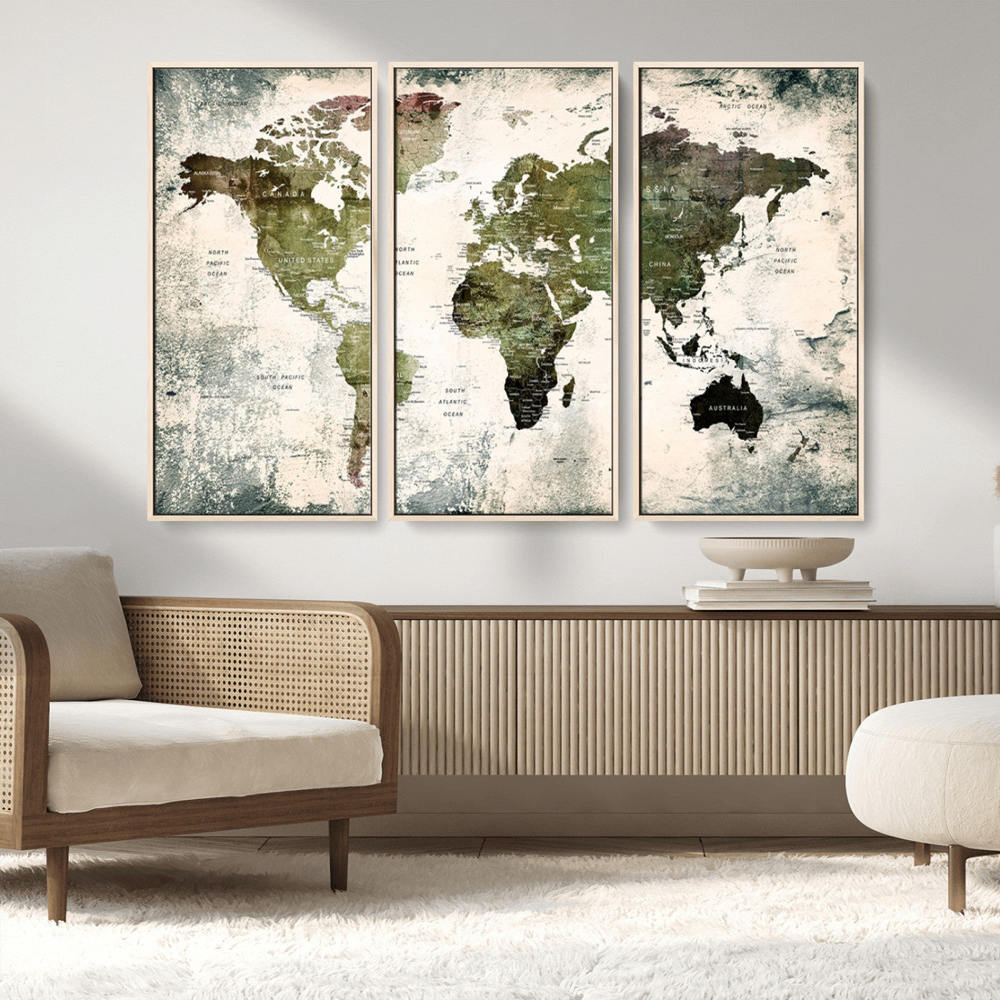 MGV-FC-48X32-3P - Push Pin World Map Canvas Print – Framed Wall Art for Couples to Track Their Travels – Anniversary