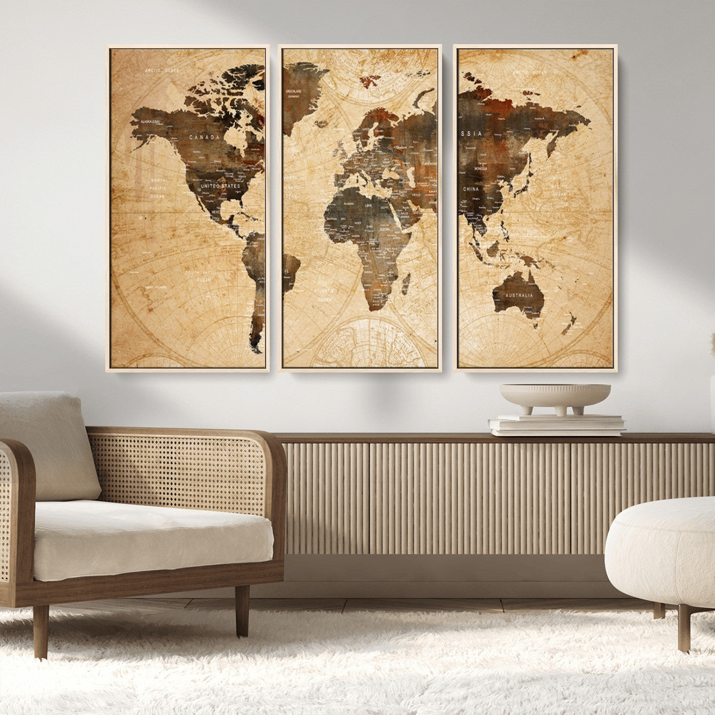 MGV-FC-48X32-3P - Push Pin World Map Canvas Print – Framed Wall Art for Couples to Track Their Travels – Anniversary