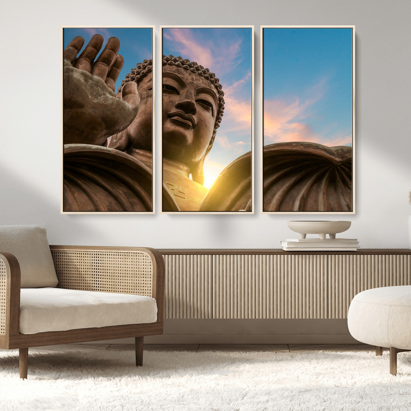 MGV-FC-48X32-3P - Buddha Statue and Daylight Wall Art, Buddha Statue Wall Art Canvas Print