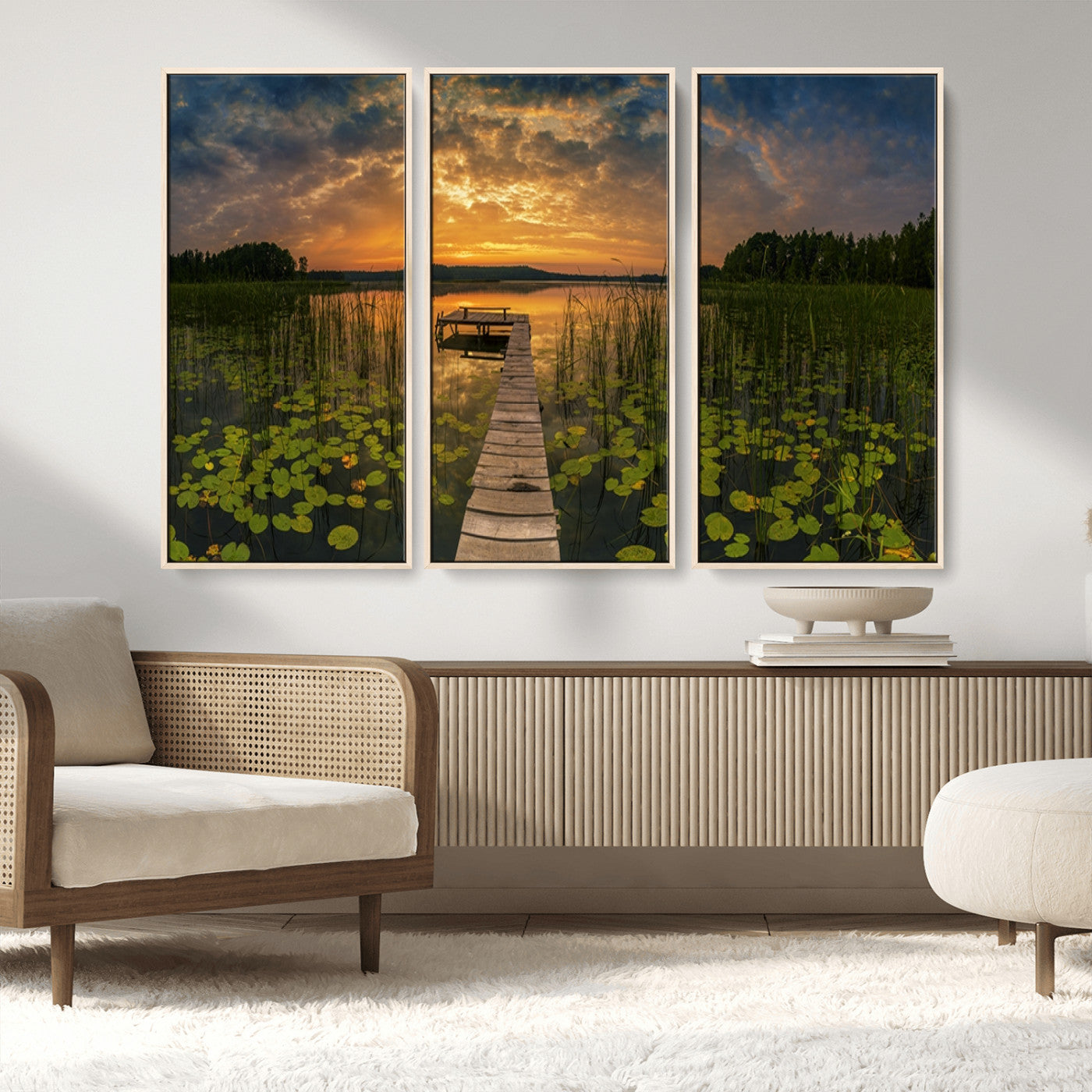 MGV-FC-48X32-3P - Lake and Flower Wall Art Canvas Print