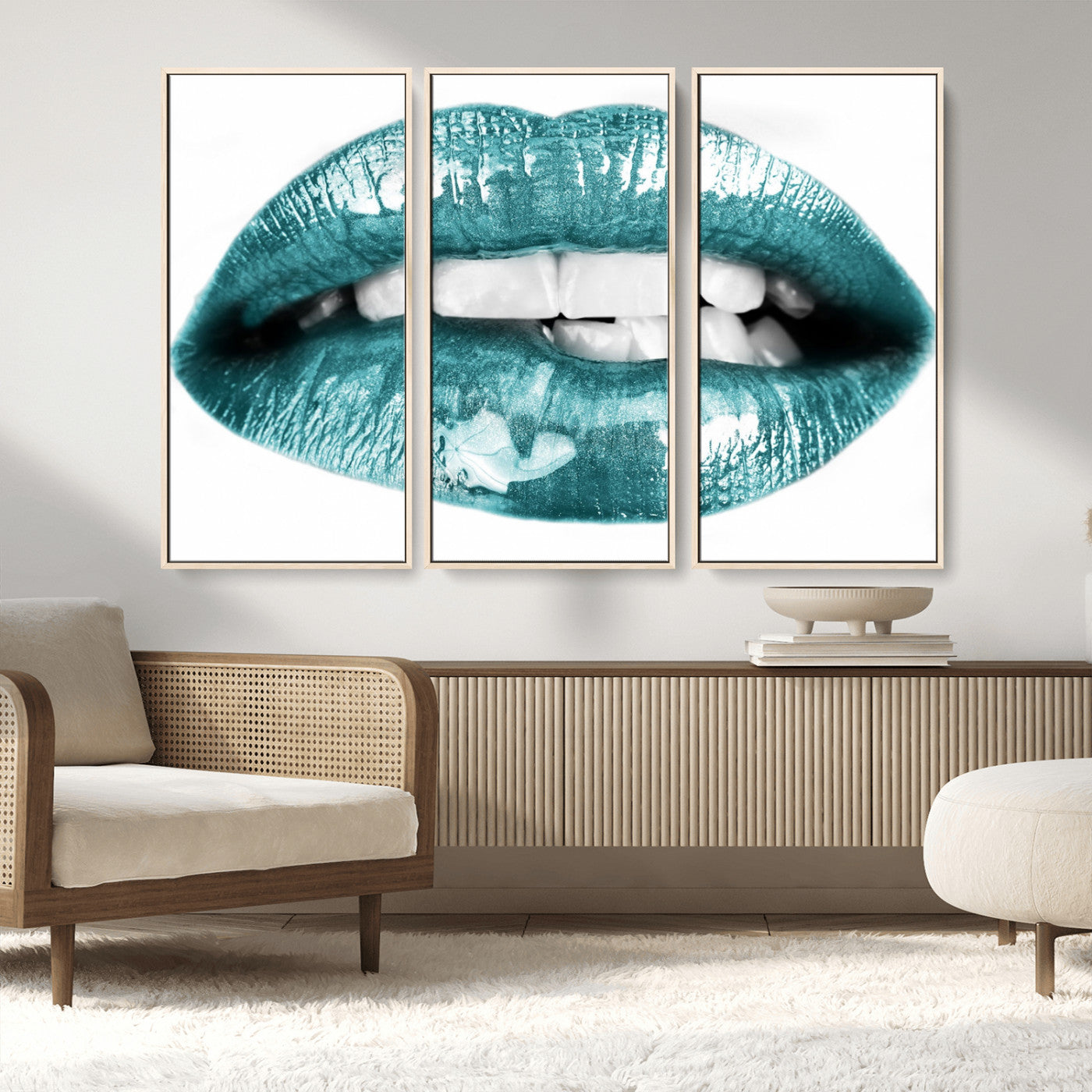 MGV-FC-48X32-3P - Blue Lips Wall Art Canvas Print