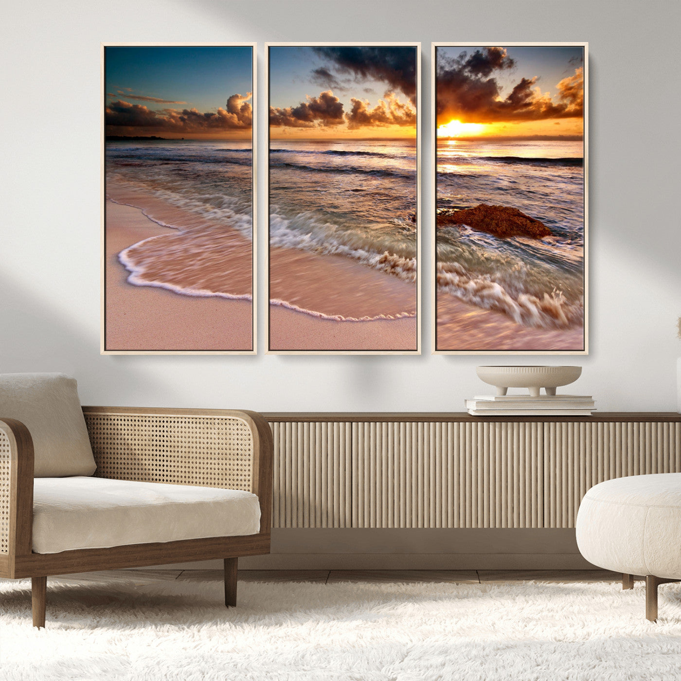 MGV-FC-48X32-3P - Sunset on Ocean Wall Art Canvas Print