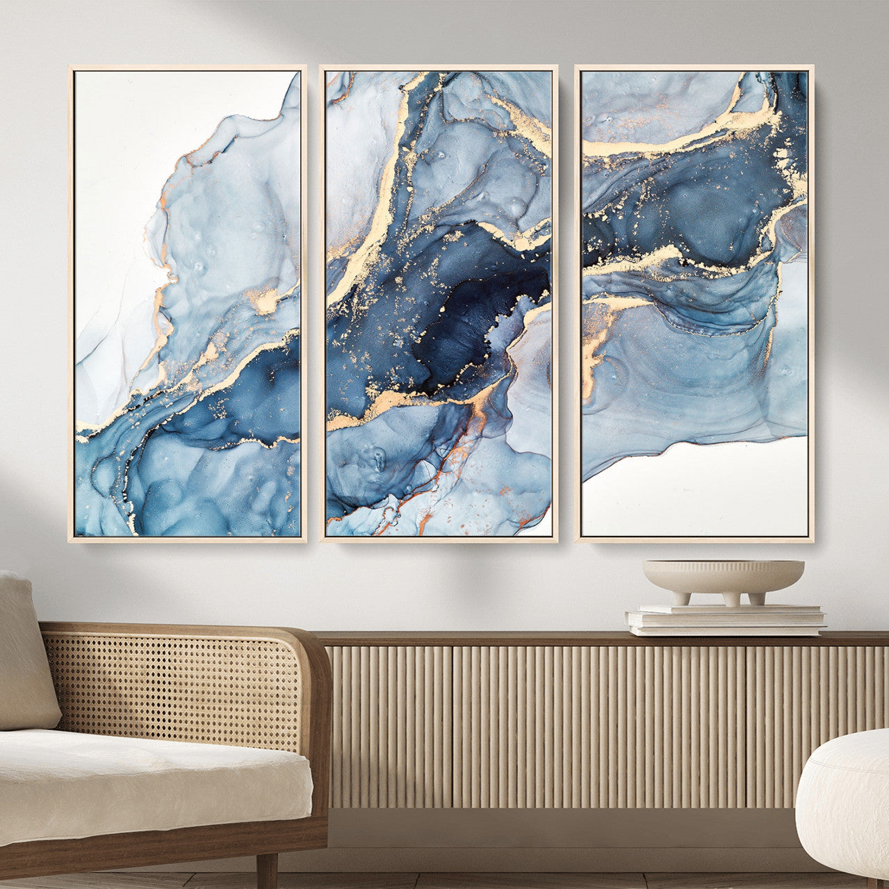 33782-MGV-CV-36X24 - Abstract Art Print - Blue Abstract Canvas Wall Art Print Abstract Art Fluid Effect Marble Wall Art