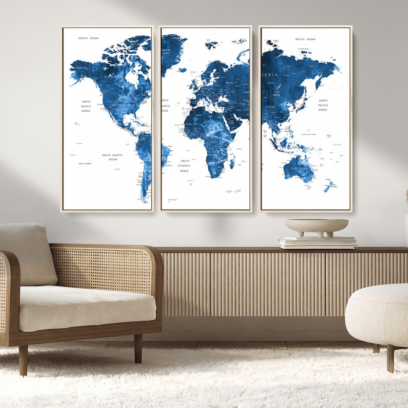 MGV-FC-48X32-3P - Push Pin World Map Canvas Print – Framed Wall Art for Couples to Track Their Travels – Anniversary