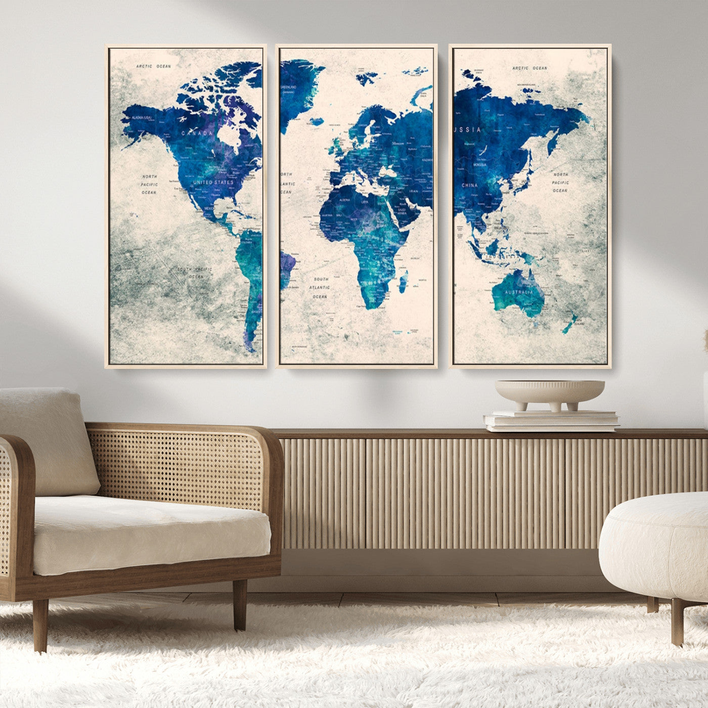 MGV-FC-48X32-3P - Push Pin World Map Canvas Print – Framed Wall Art for Couples to Track Their Travels – Anniversary