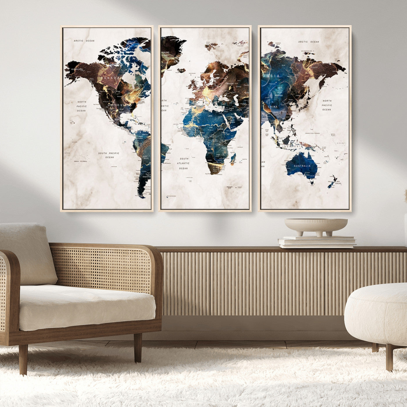 MGV-FC-48X32-3P - Push Pin World Map Canvas Print – Framed Wall Art for Couples to Track Their Travels – Anniversary