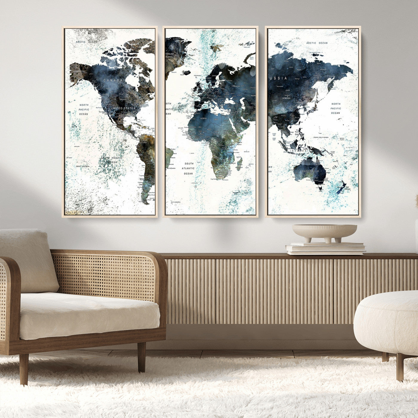 MGV-FC-48X32-3P - Push Pin World Map Canvas Print – Framed Wall Art for Couples to Track Their Travels – Anniversary