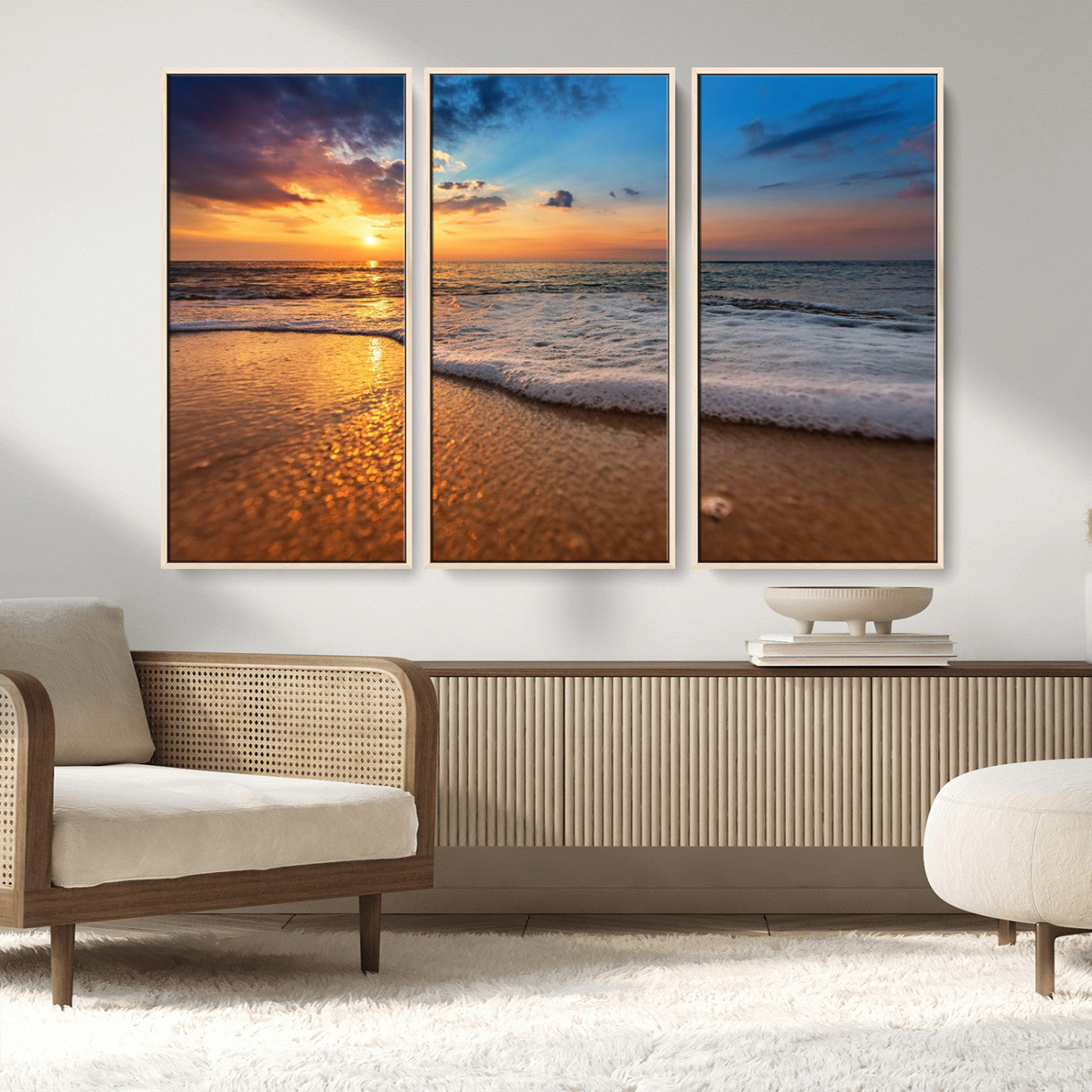 MGV-FC-48X32-3P - Sunset and Beach at Night Wall Art Canvas Print