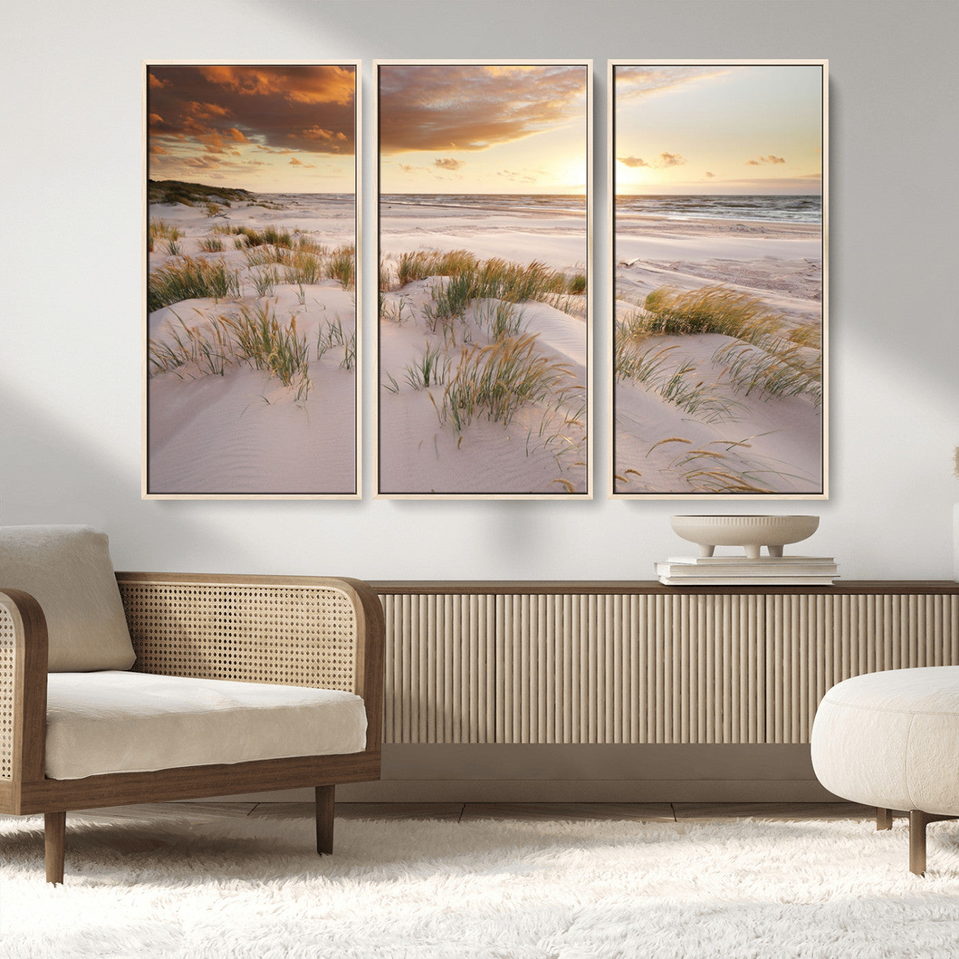 MGV-FC-48X32-3P - Flight Over Coastal Beach Landscape, Flight Over Coastal Beach Print Canvas Wall Art