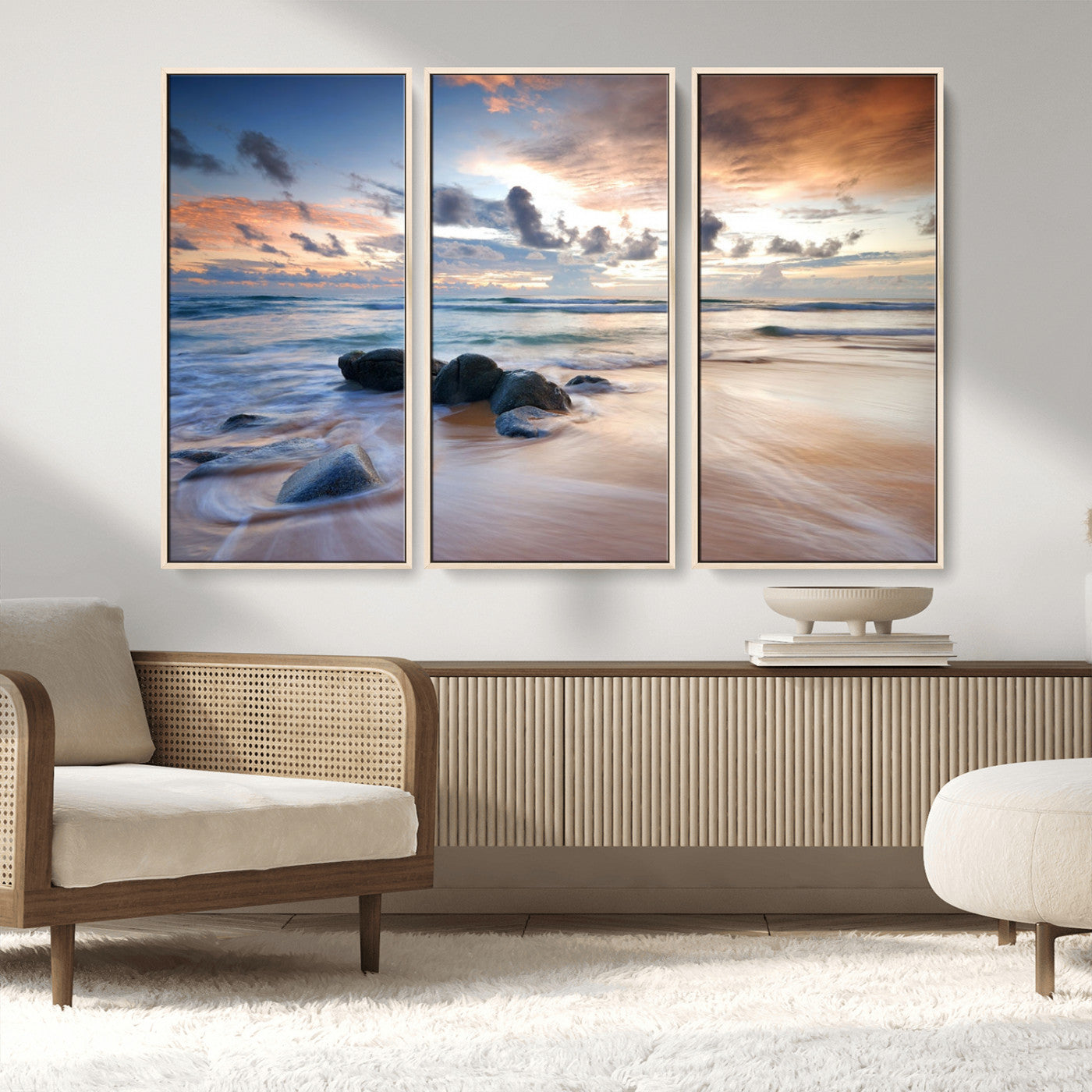 MGV-FC-48X32-3P - Serene Weather On The Beach Wall Art Canvas Print