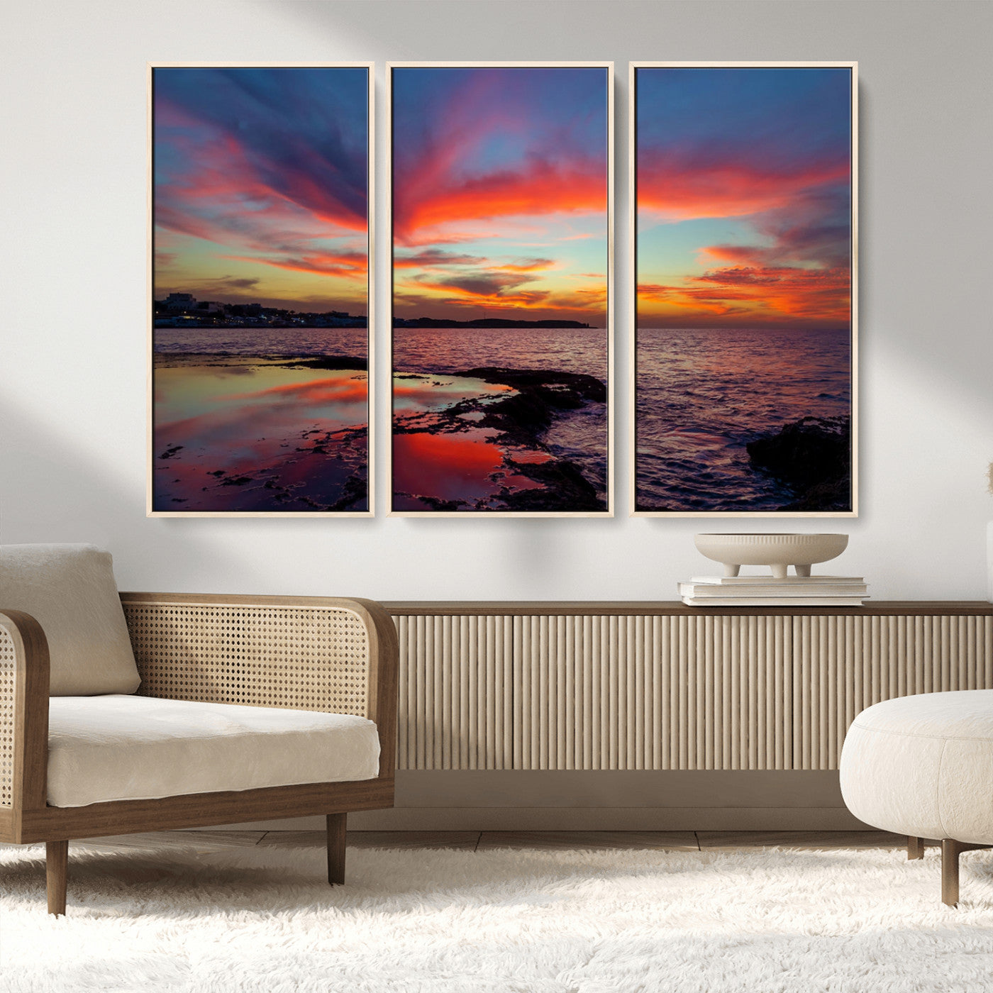 MGV-FC-48X32-3P - Glorious Sunset on The Beach Wall Art Canvas Print