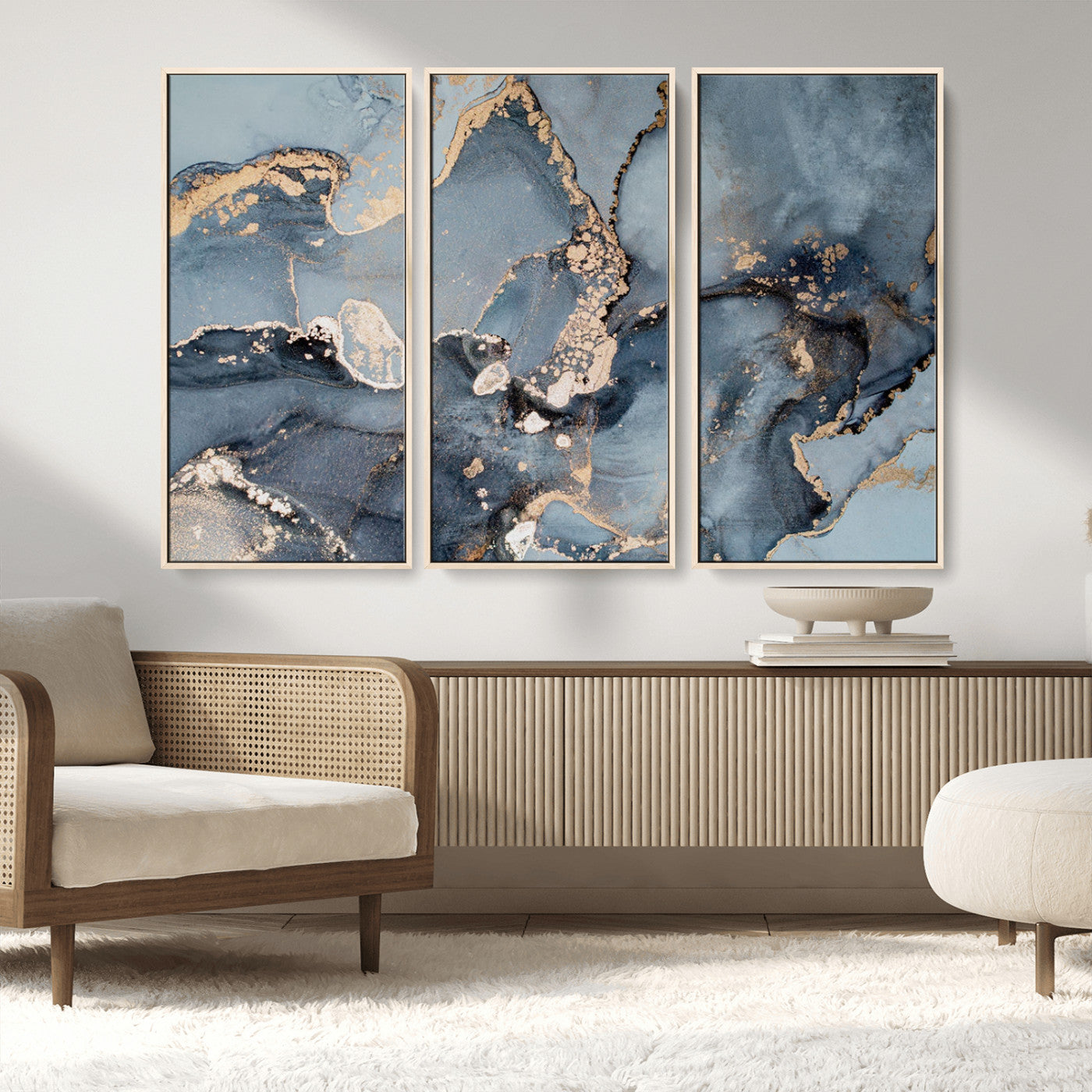 MGV-FC-48X32-3P - Multipanel Marble Fluid Effect Wall Art Abstract Canvas Wall Art Print
