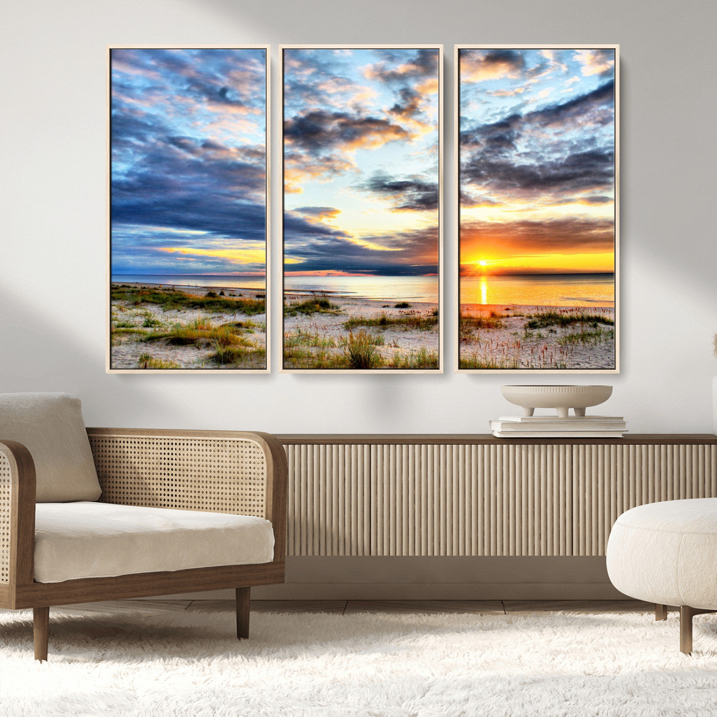 MGV-FC-48X32-3P - Sunset On The Ocean Wall Art Canvas Print
