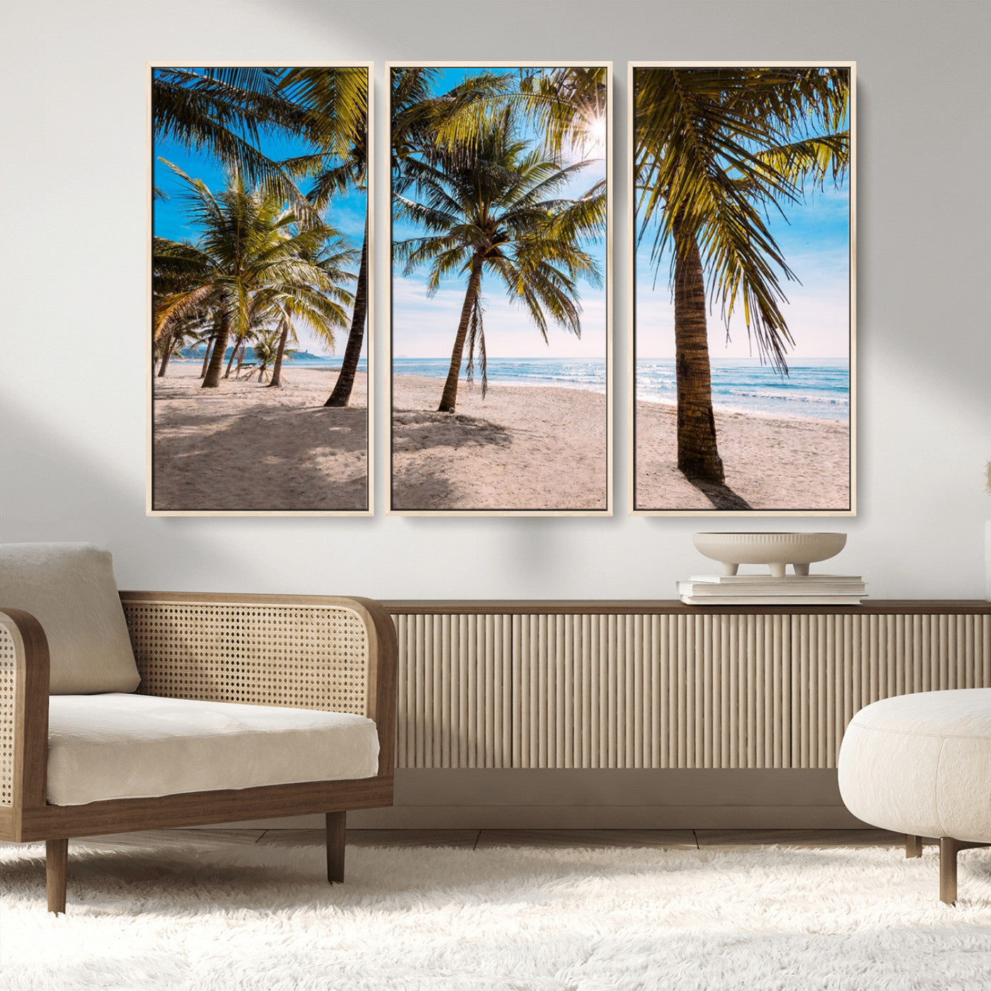 MGV-FC-48X32-3P - Palm Beach Tropical Island Wall Art Canvas Print