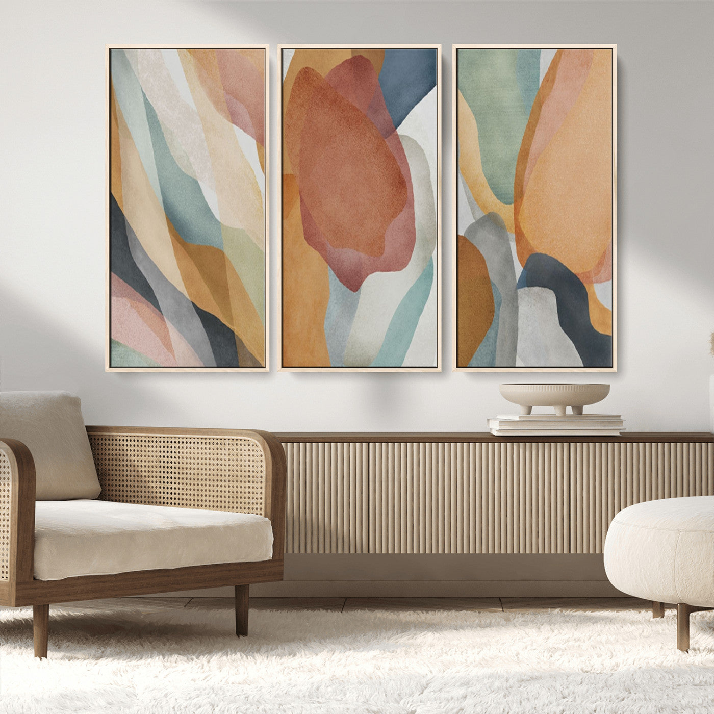 MGV-FC-48X32-3P - Boho Wall Art Canvas Print Set, Watercolor Boho Wall Art Canvas
